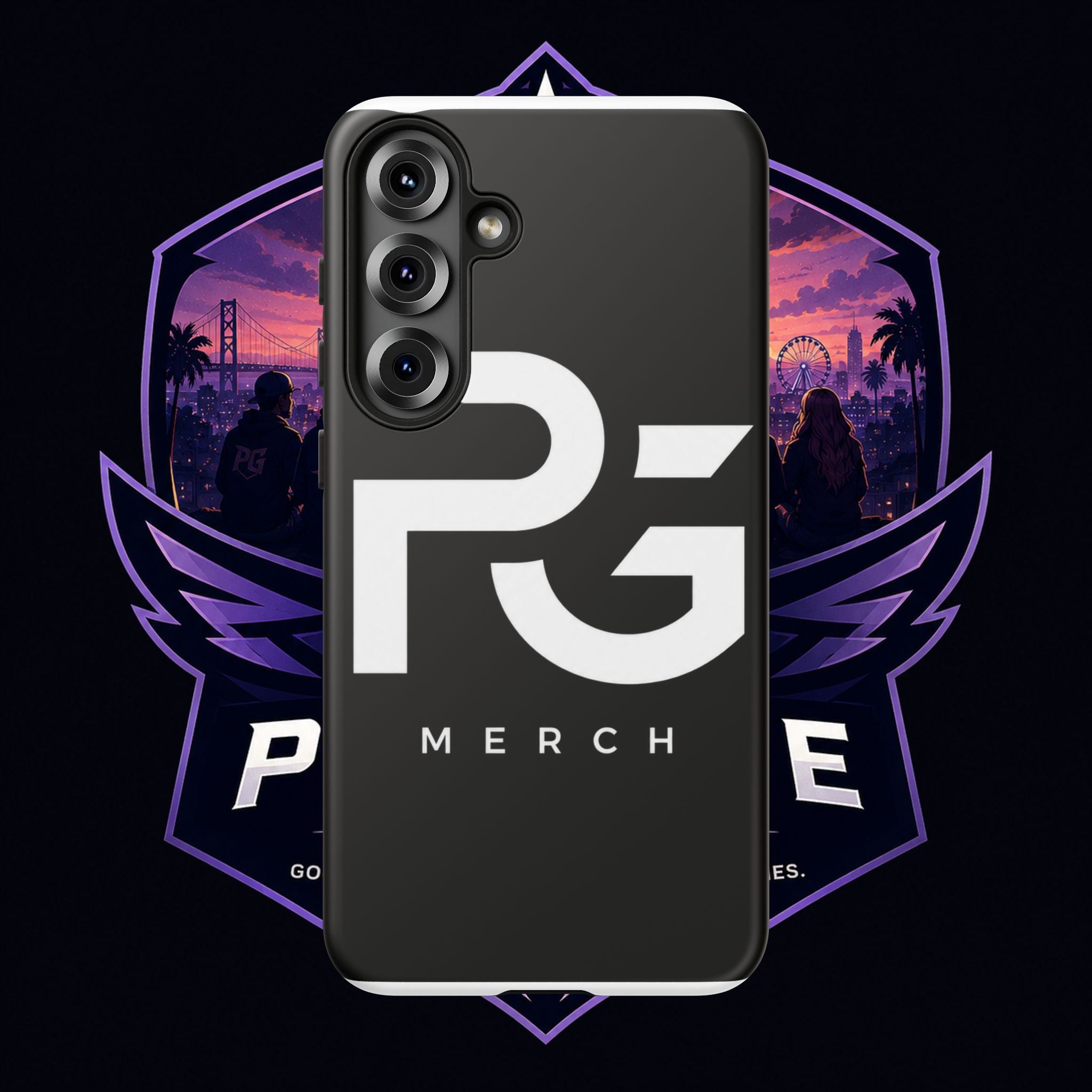 PG CUSTOMIZED RG Merch Tough Phone Case – Black Protective Phone Cover with Bold Logo