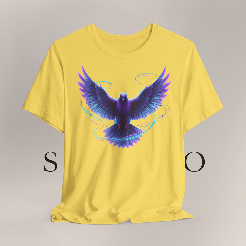 Mystic Raven Tee — Purple Glowing Dove Graphic T-Shirt