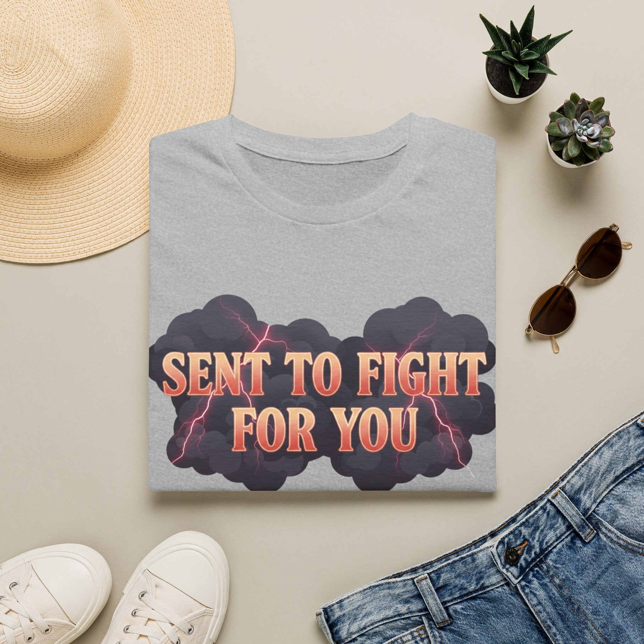 Sent to Fight for You T-Shirt — Bold Cloud Graphic Faith Tee