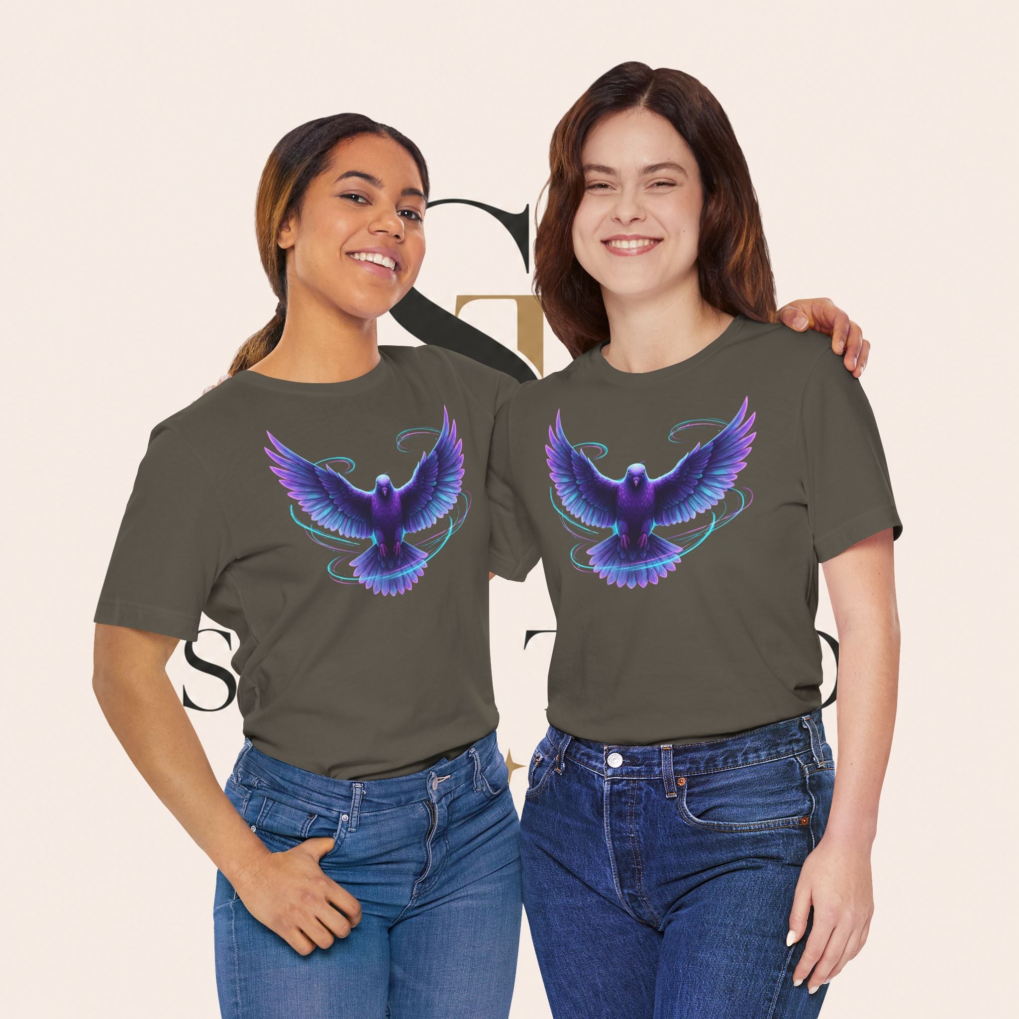 Mystic Raven Tee — Purple Glowing Dove Graphic T-Shirt