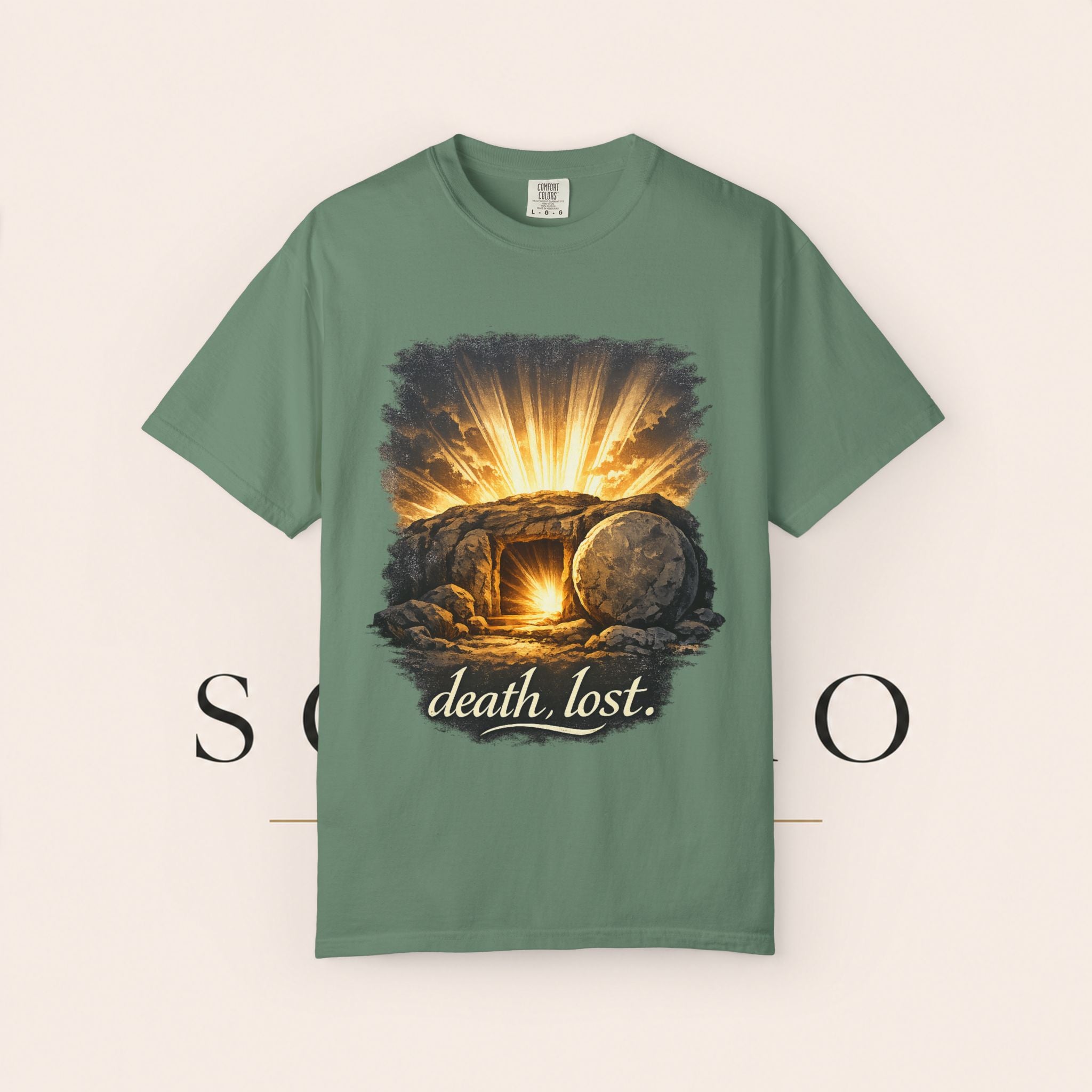 T-Shirt — Sunrise Tomb Graphic ‘death, lost.’ Memorial Tee