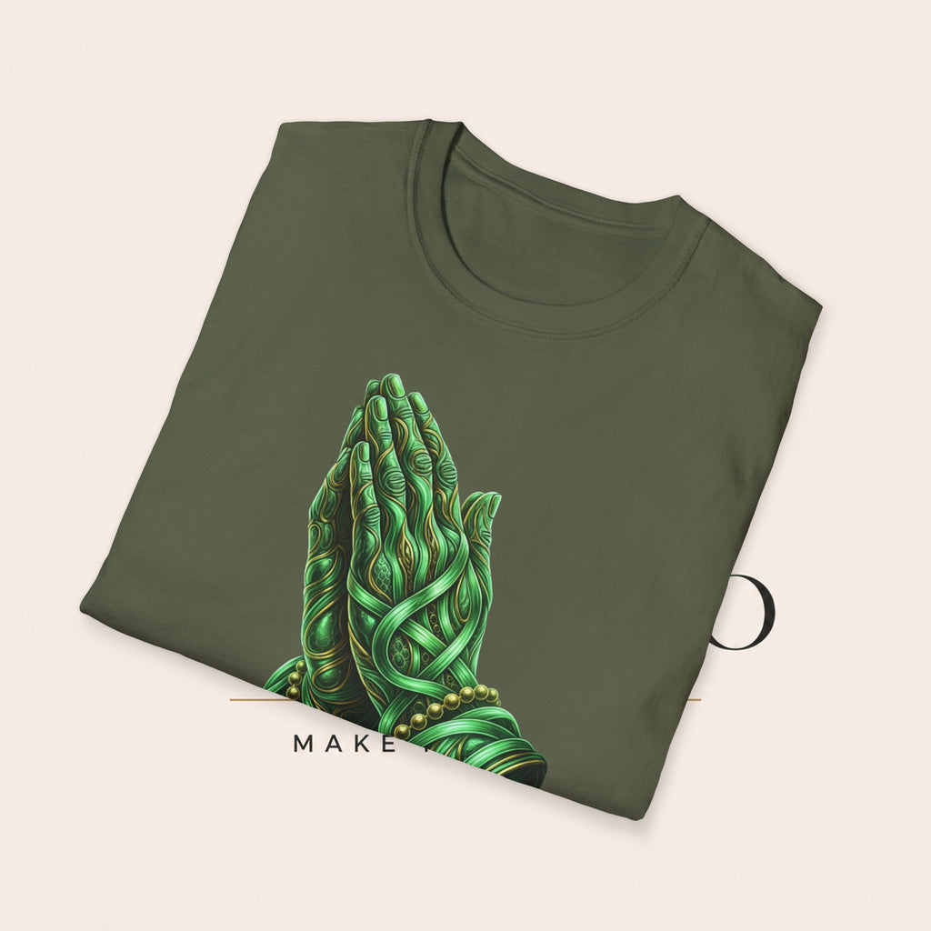 Praying Hands T‑Shirt — Green Vines Prayer Hands Graphic Tee