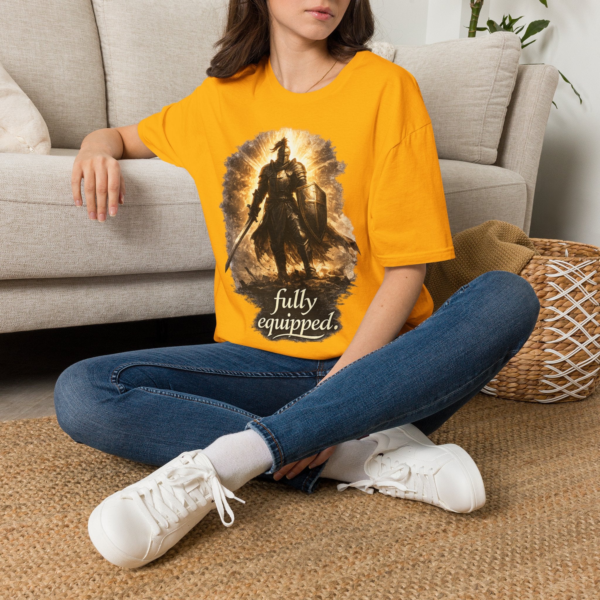 Knight Graphic T-Shirt — 'Fully Equipped' Medieval Armor Gamer Tee