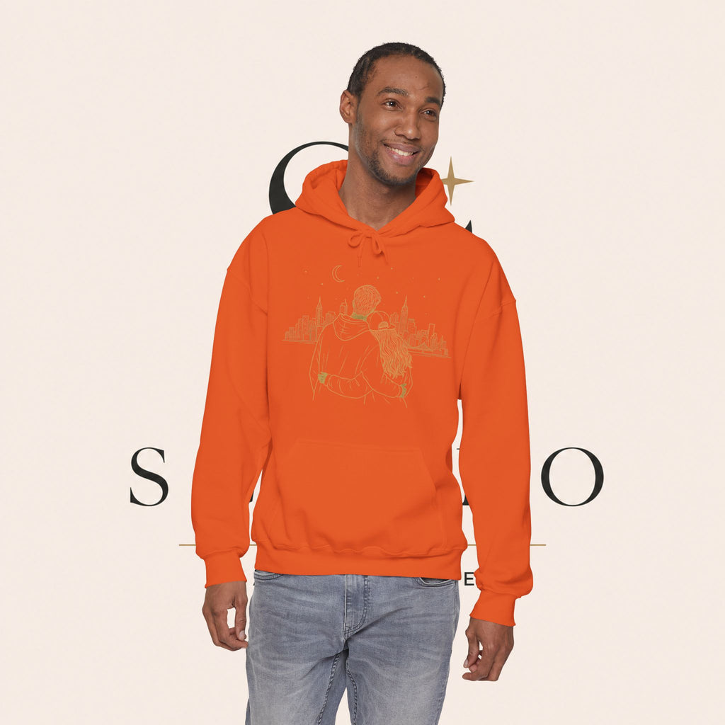 Couple Silhouette Hoodie – Romantic Cityscape 'Together' Pullover