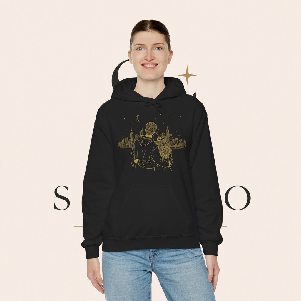 Couple Silhouette Hoodie – Romantic Cityscape 'Together' Pullover