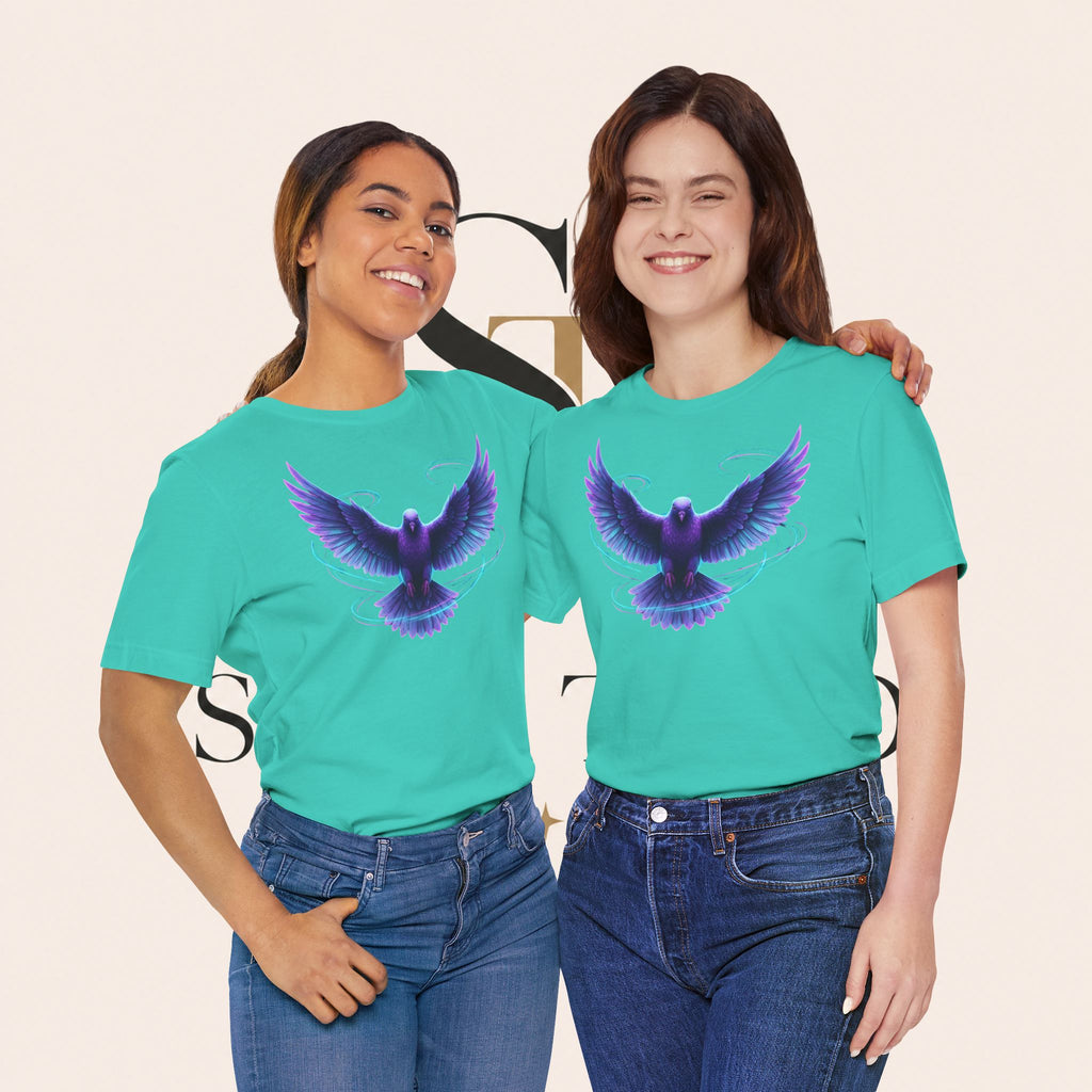Mystic Raven Tee — Purple Glowing Dove Graphic T-Shirt