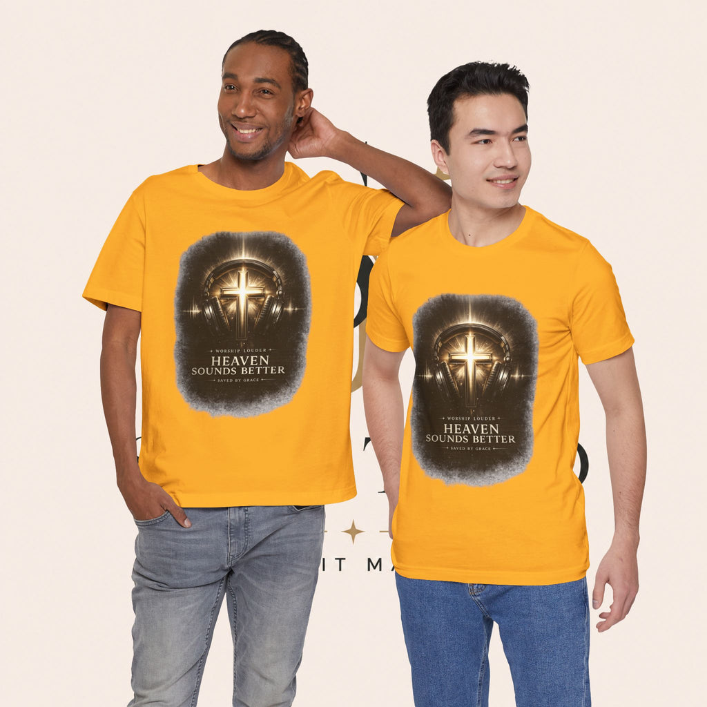 Youth Christian T‑Shirt - "Heaven Sounds Better" Cross Headphones Graphic Tee