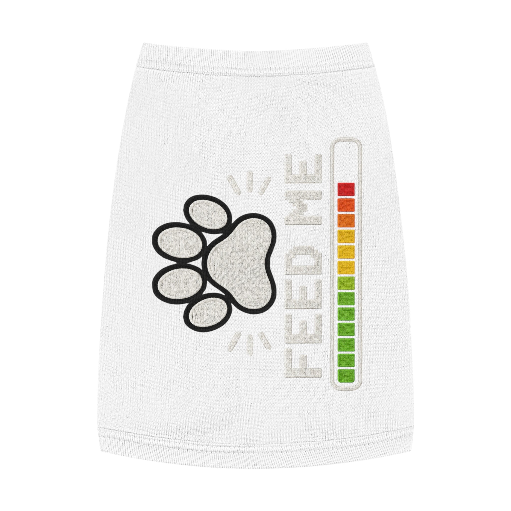 PG Pet Tank Top - "Feed Me" Paw Print Hunger Meter Dog & Cat Shirt