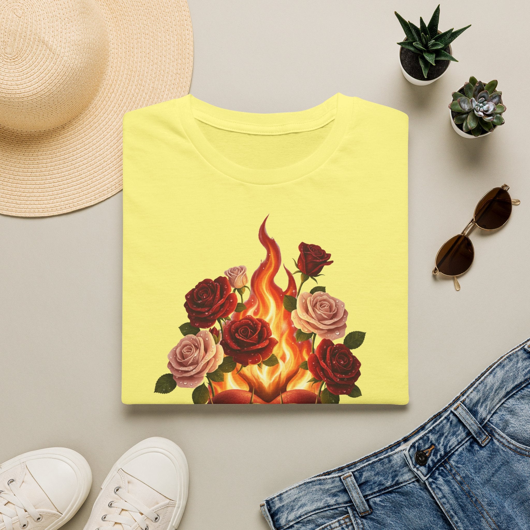 Flaming Heart & Roses T-Shirt