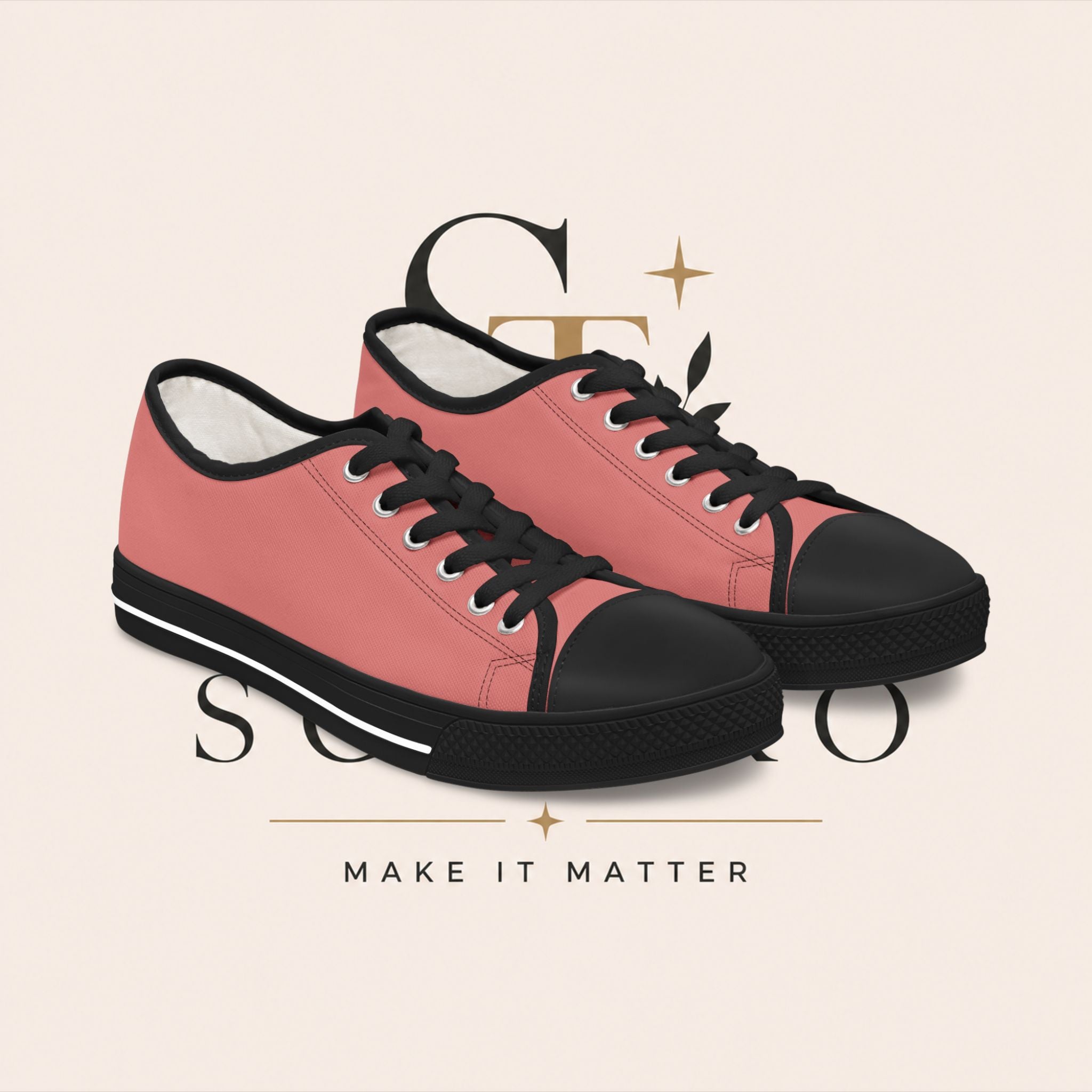 Coral Canvas Low Top Sneakers — Women’s Casual Trainers