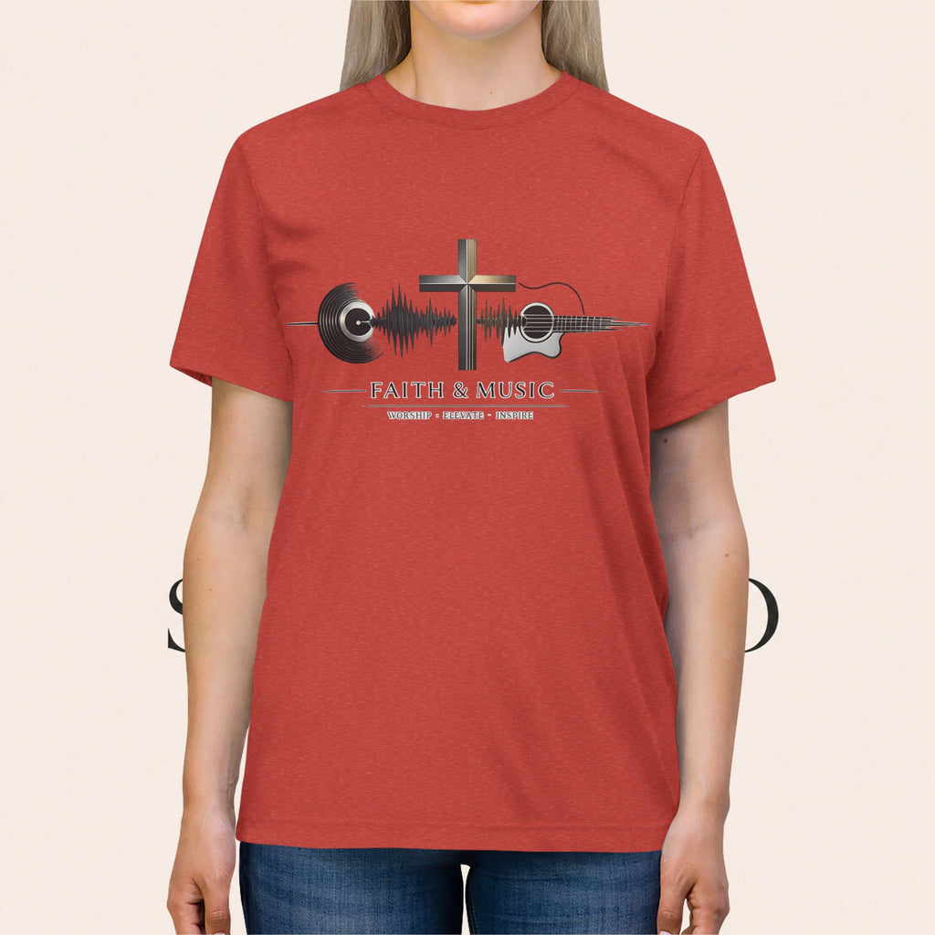 Faith & Music Christian Cross Tee — Gospel Worship Band Shirt