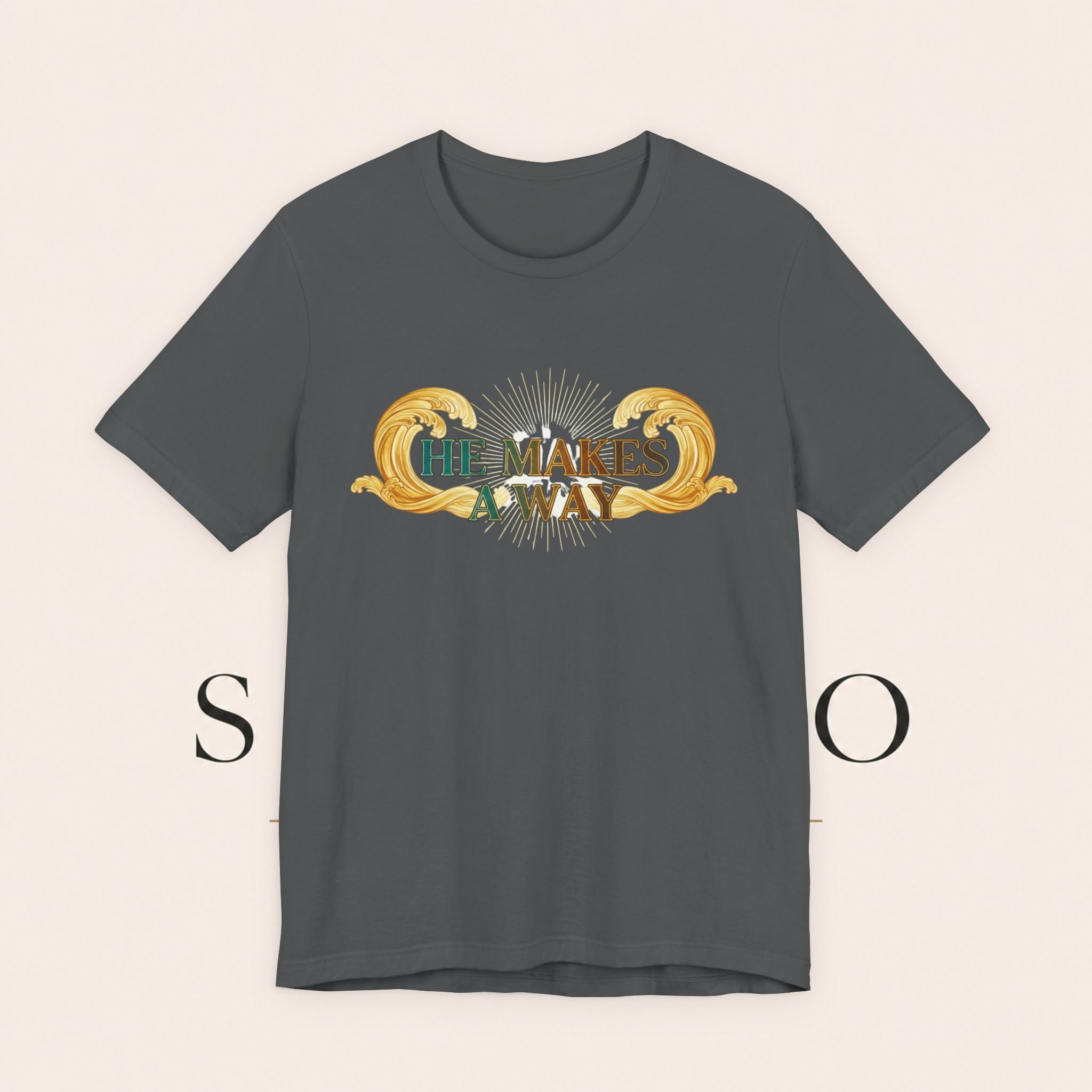 He Makes A Way T-Shirt — Faith Christian Tee with Parting Seas Back Graphic
