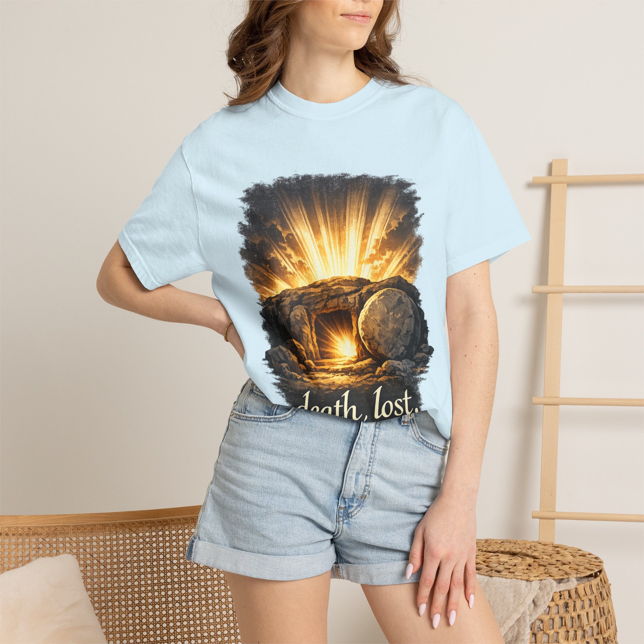 T-Shirt — Sunrise Tomb Graphic ‘death, lost.’ Memorial Tee