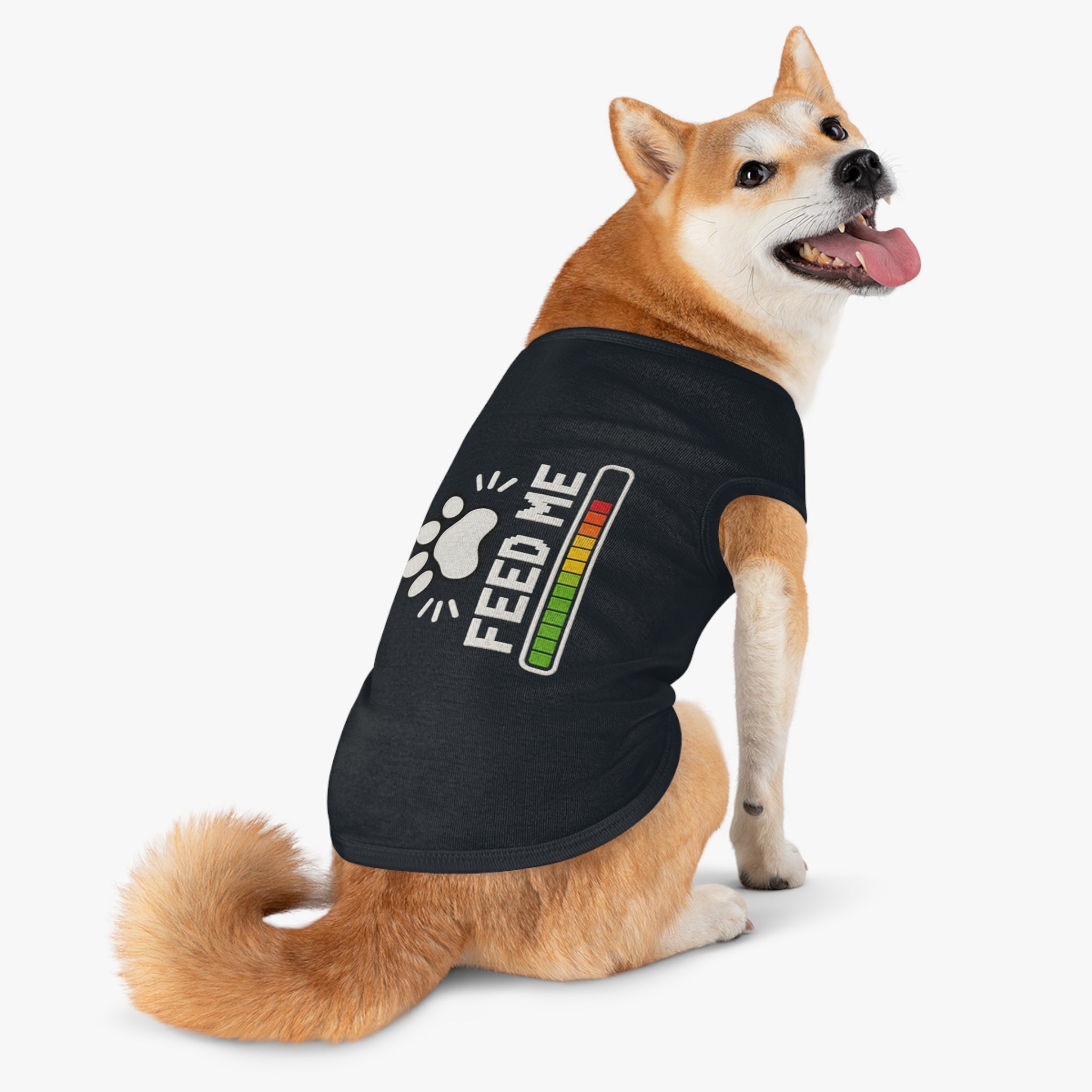 PG Pet Tank Top - "Feed Me" Paw Print Hunger Meter Dog & Cat Shirt