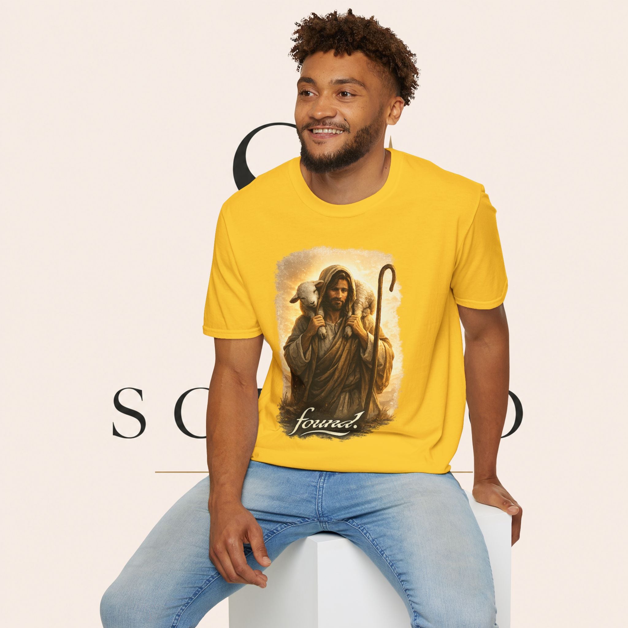 Jesus the Good Shepherd T-Shirt — 'Found.' Christian Faith Tee