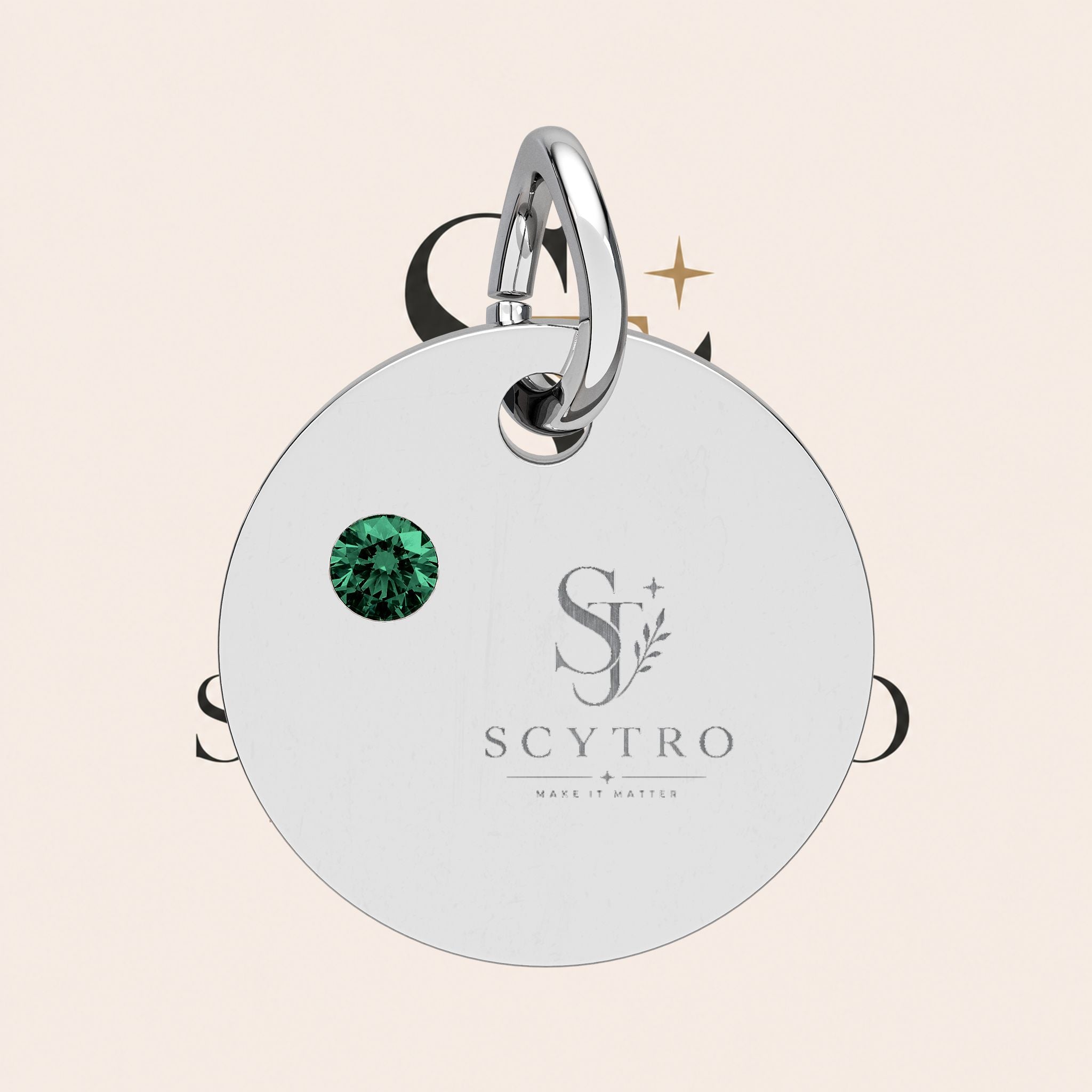 Engravable Birthstone Circle Charm