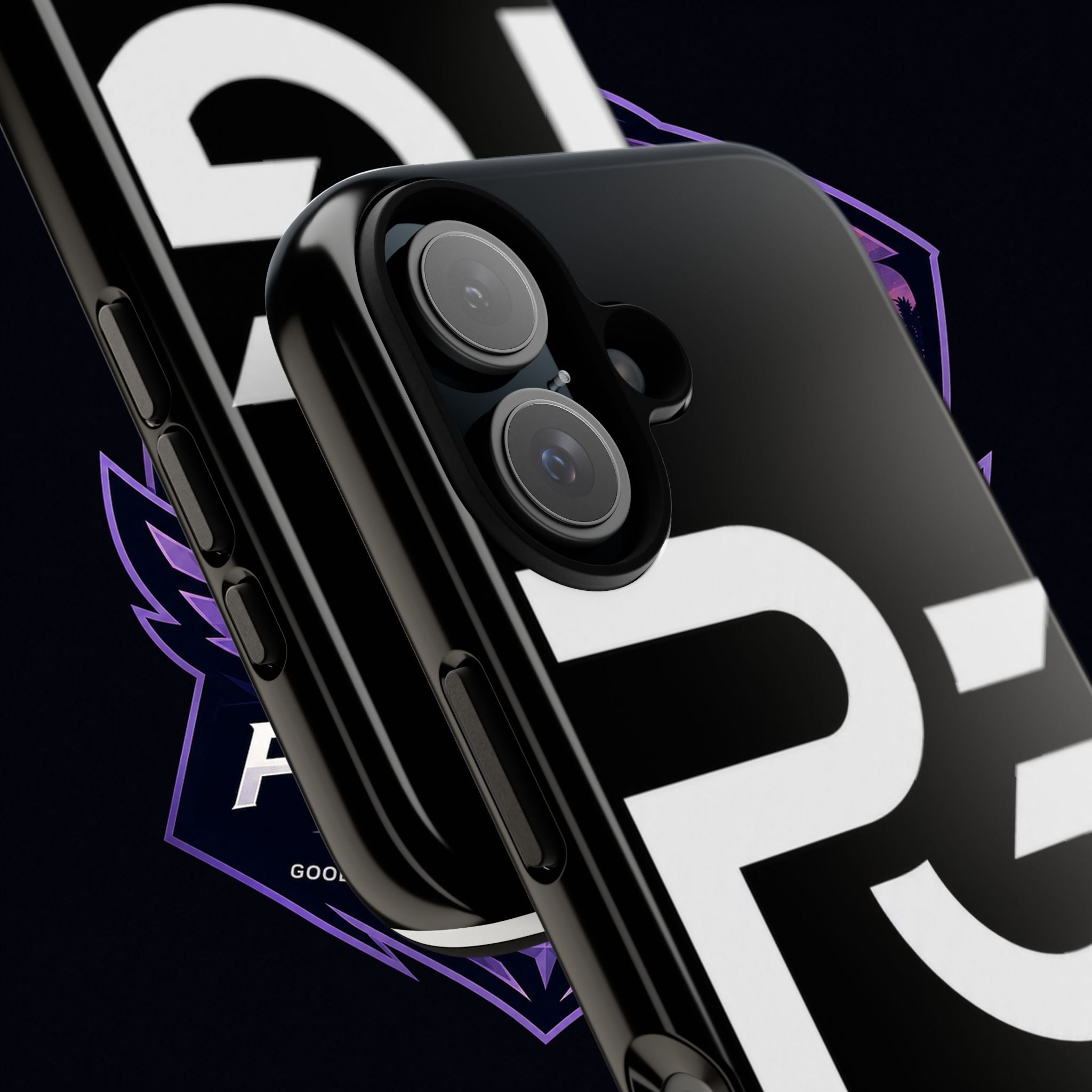 PG CUSTOMIZED RG Merch Tough Phone Case – Black Protective Phone Cover with Bold Logo