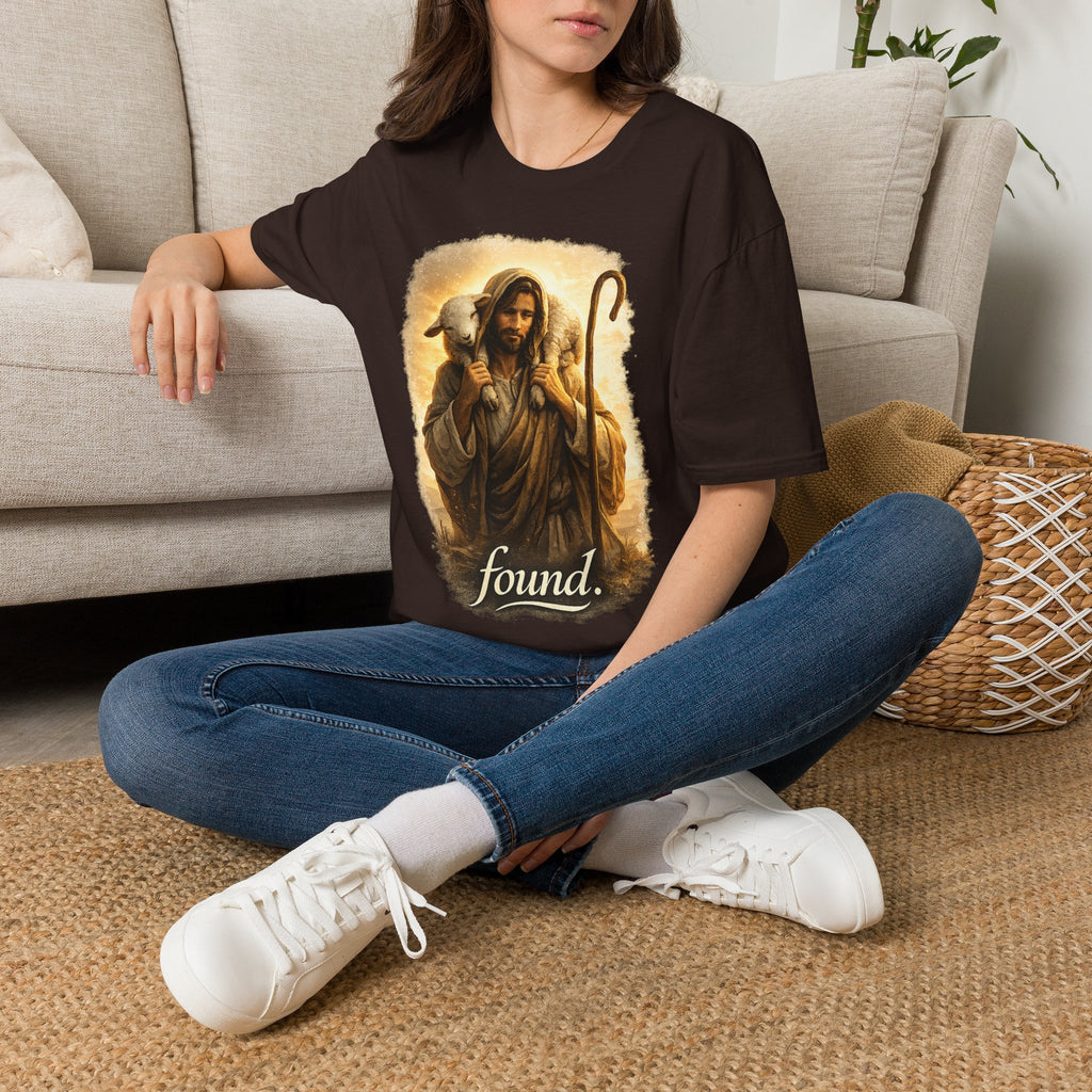 Jesus the Good Shepherd T-Shirt — 'Found.' Christian Faith Tee