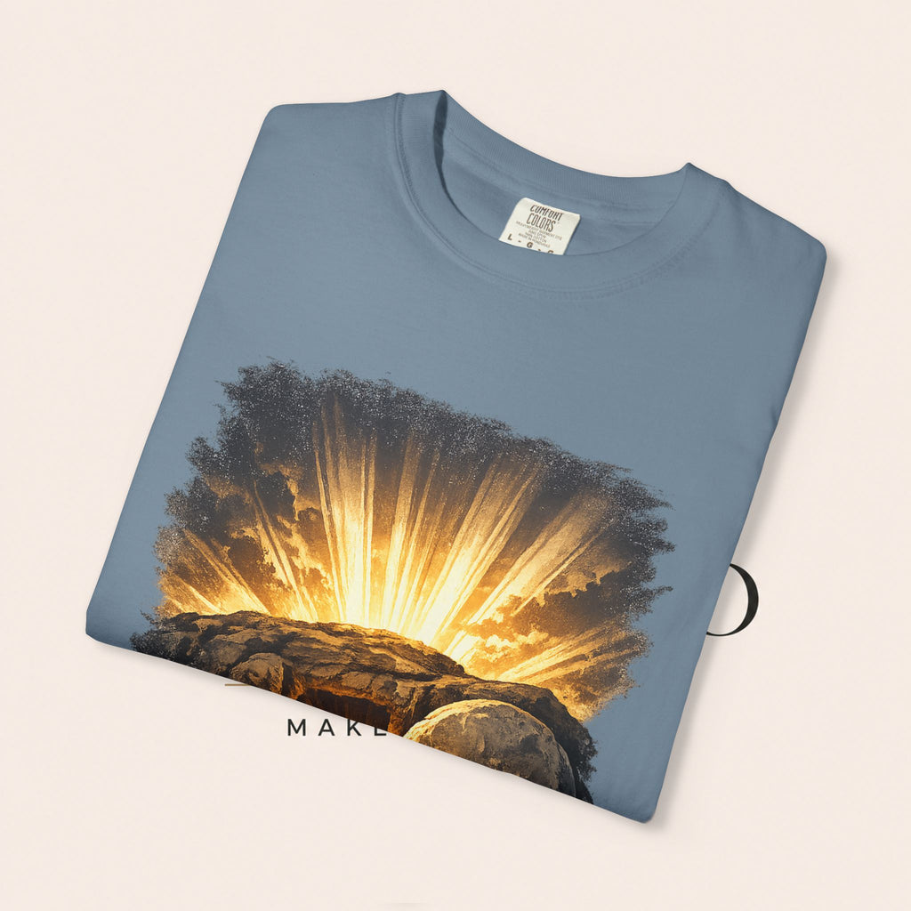 T-Shirt — Sunrise Tomb Graphic ‘death, lost.’ Memorial Tee