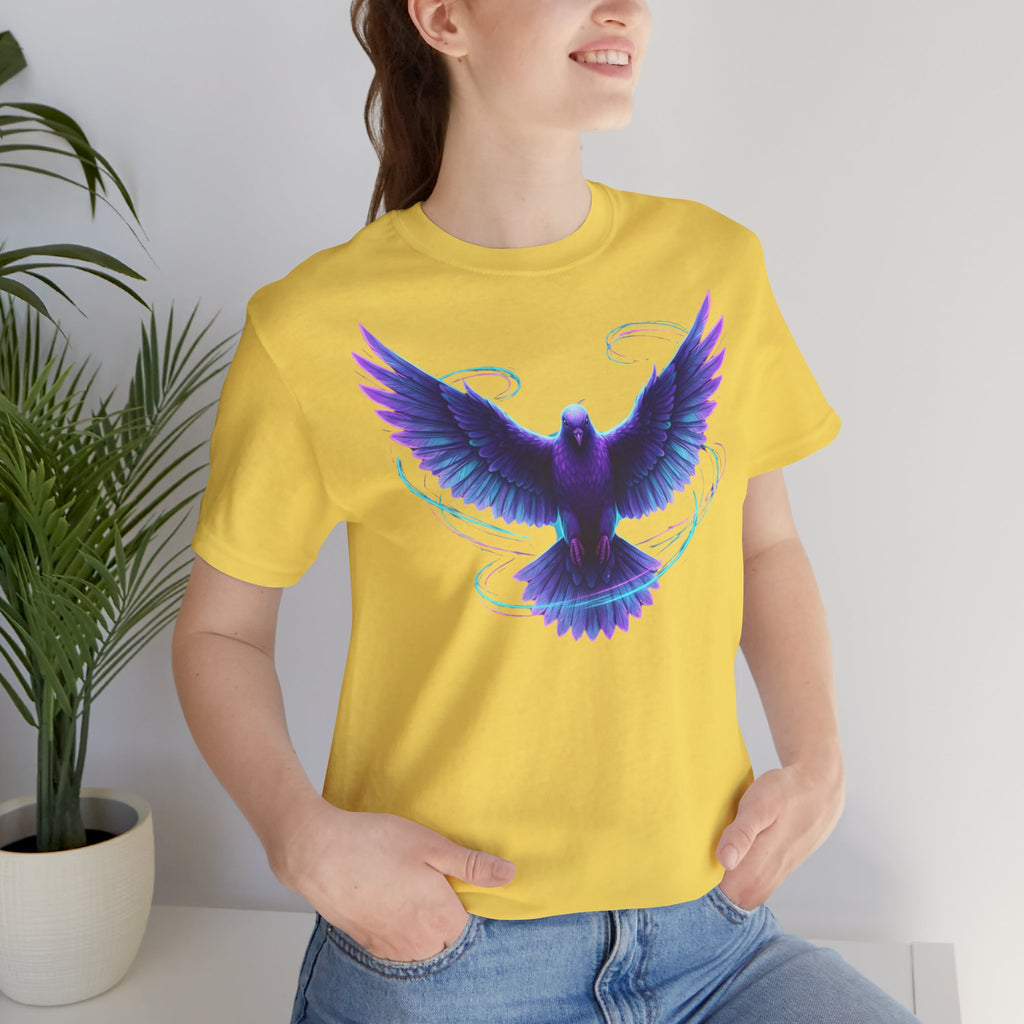 Mystic Raven Tee — Purple Glowing Dove Graphic T-Shirt