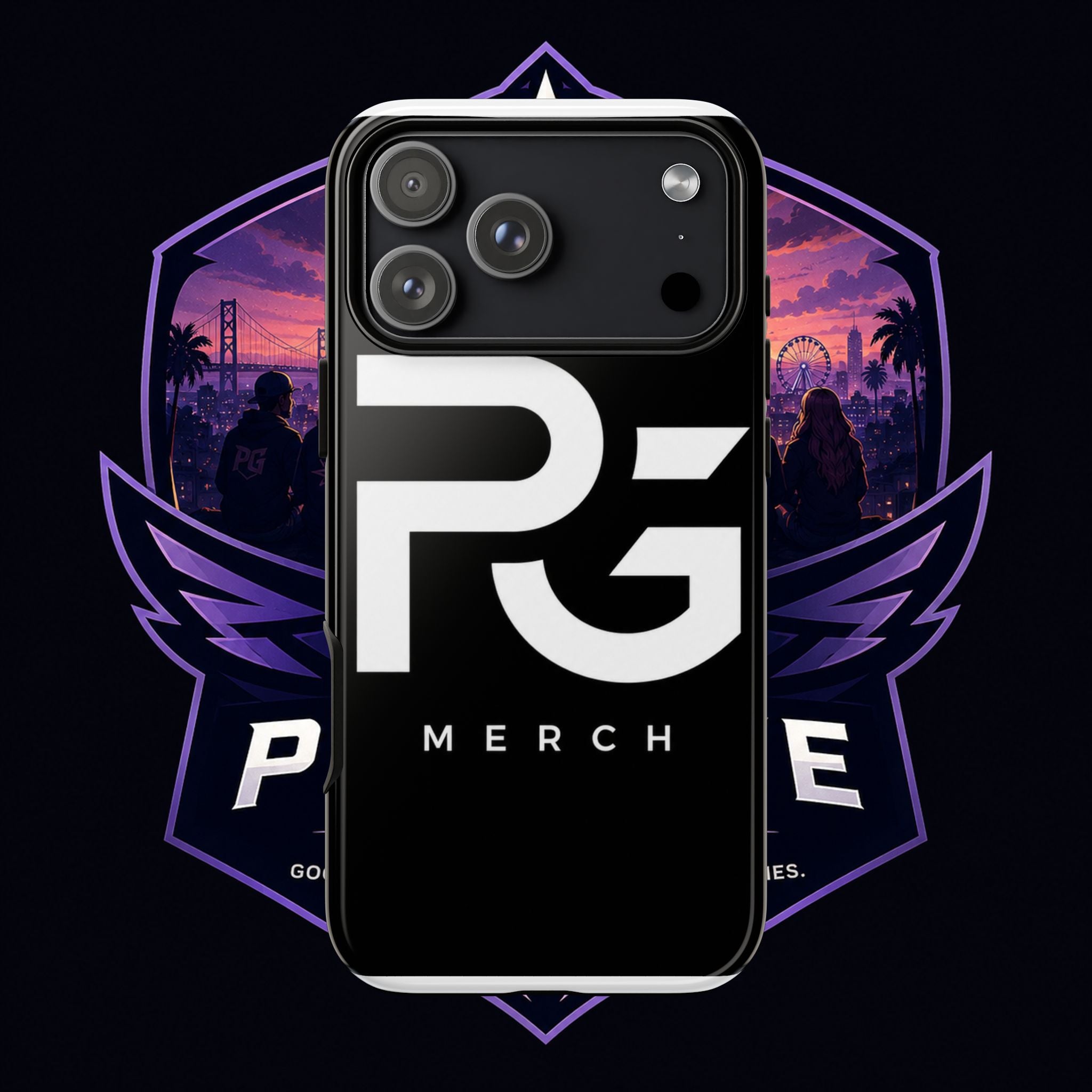PG CUSTOMIZED RG Merch Tough Phone Case – Black Protective Phone Cover with Bold Logo