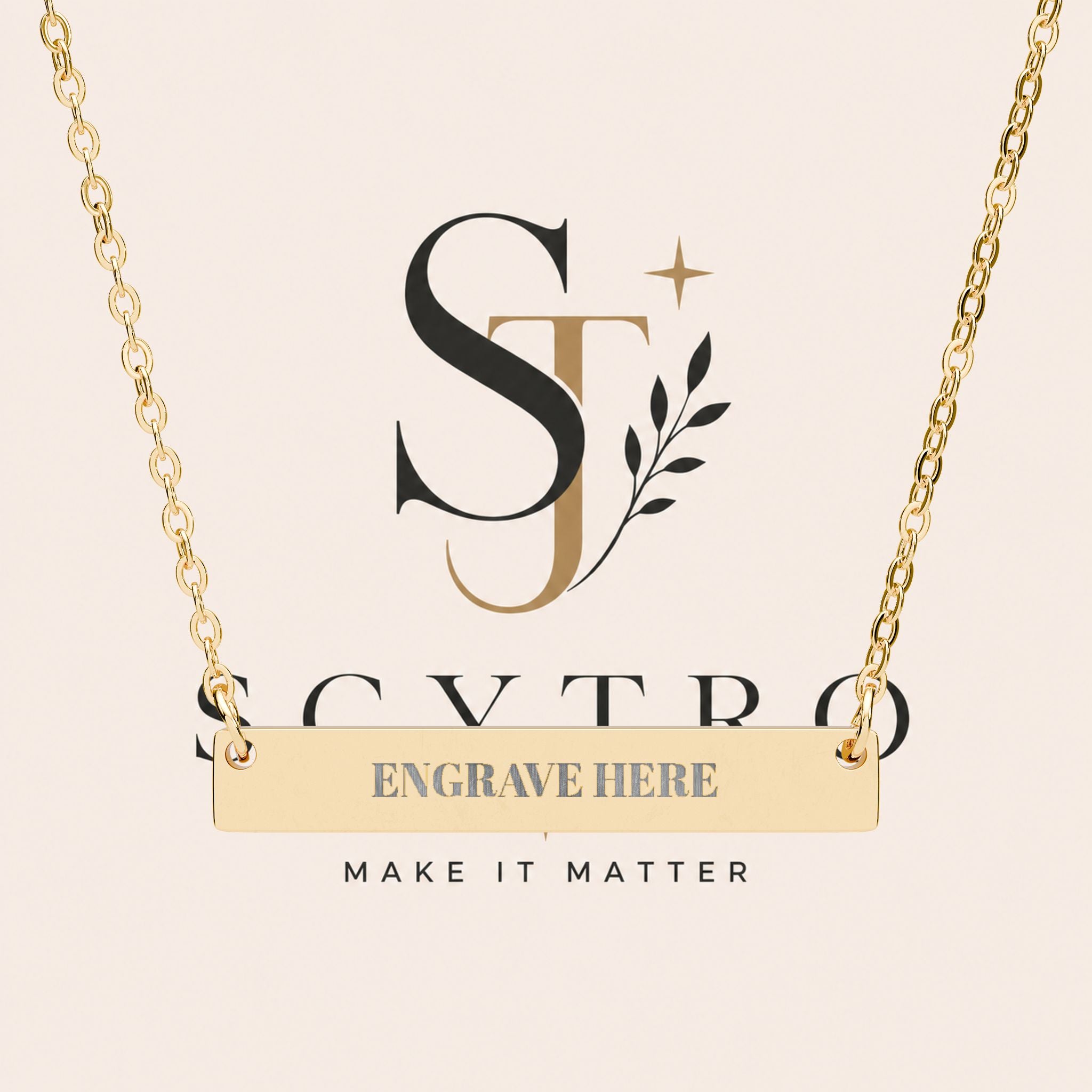 Engravable Horizontal Bar Necklace — Personalized Nameplate Jewelry
