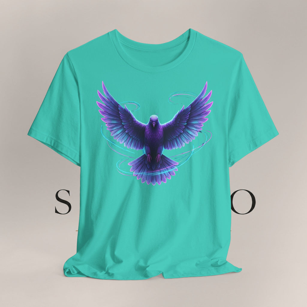 Mystic Raven Tee — Purple Glowing Dove Graphic T-Shirt