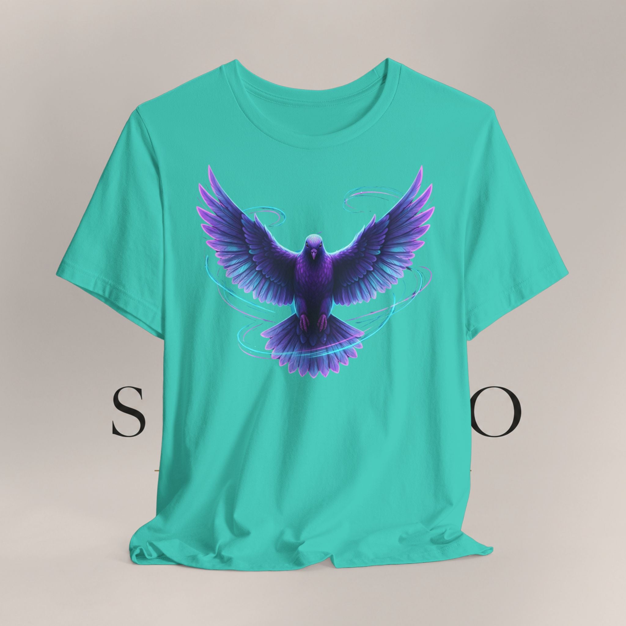 Mystic Raven Tee — Purple Glowing Dove Graphic T-Shirt