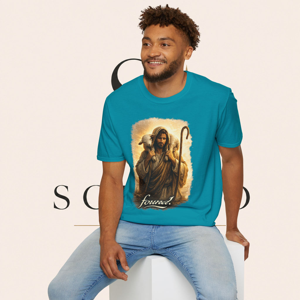 Jesus the Good Shepherd T-Shirt — 'Found.' Christian Faith Tee