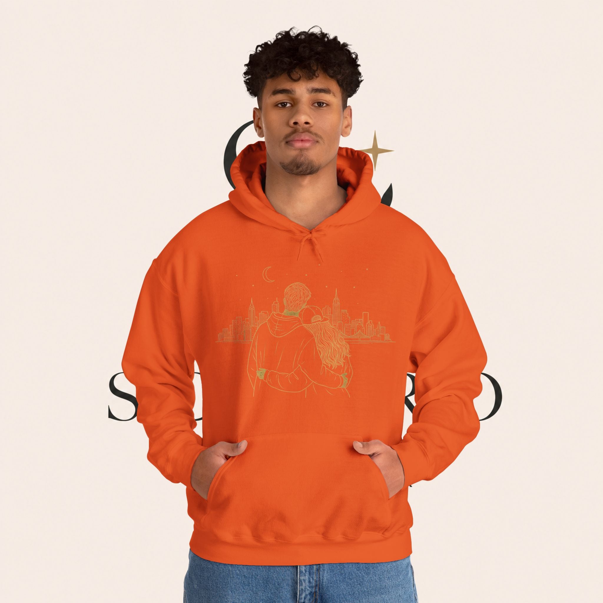 Couple Silhouette Hoodie – Romantic Cityscape 'Together' Pullover