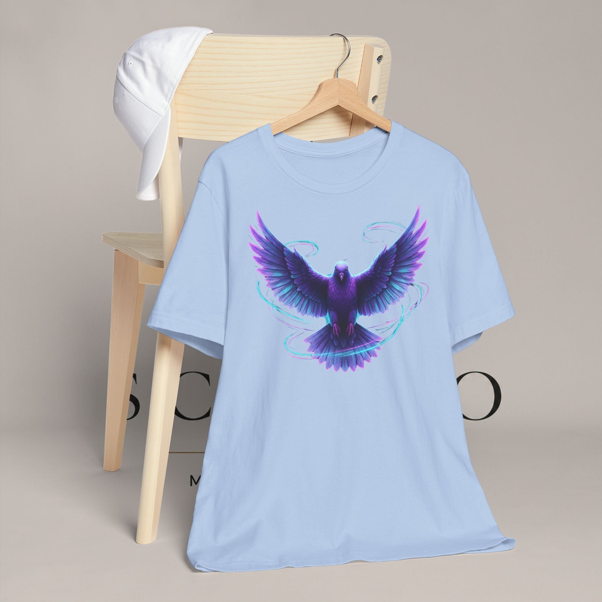 Mystic Raven Tee — Purple Glowing Dove Graphic T-Shirt