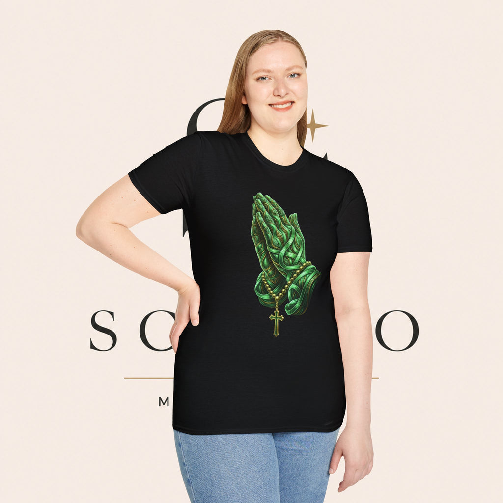 Praying Hands T‑Shirt — Green Vines Prayer Hands Graphic Tee