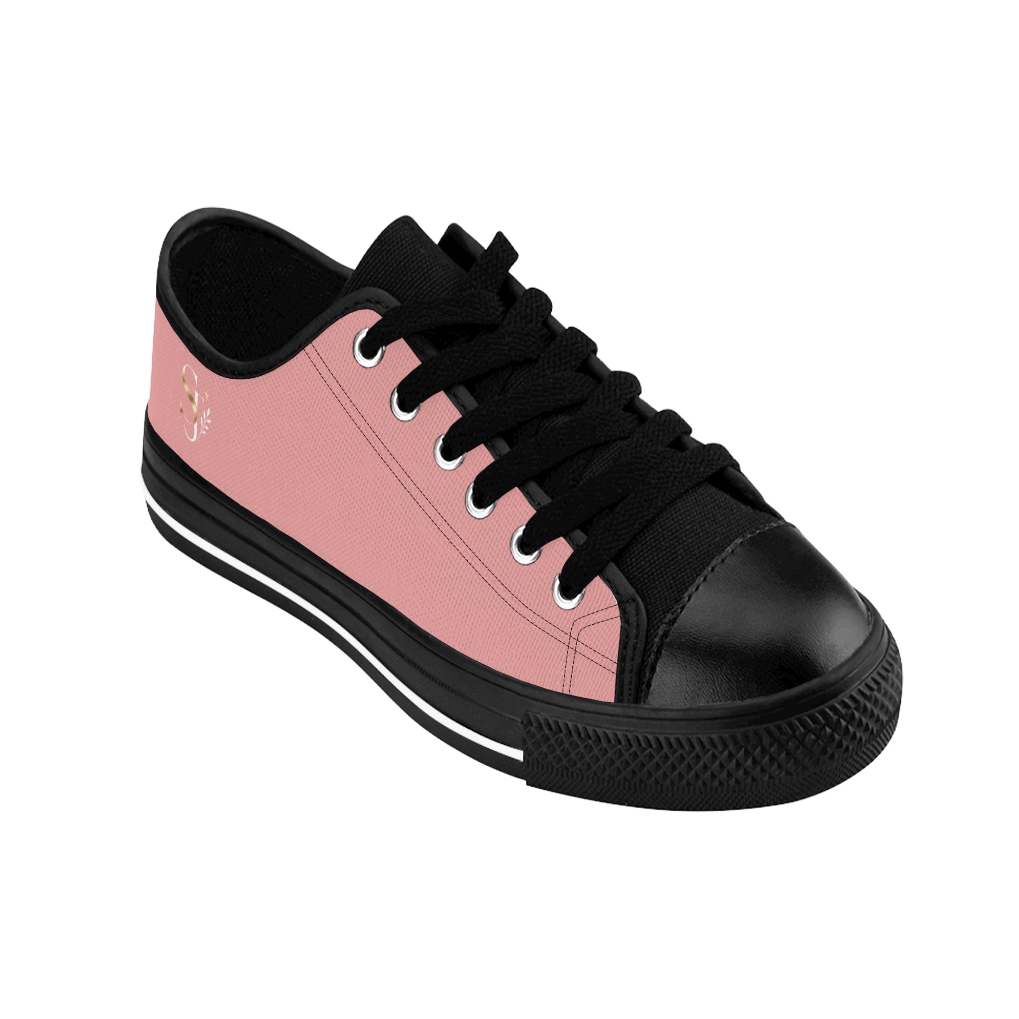 Pink & Black Women's Canvas Sneakers — Casual Low-Top Shoes for Everyday Wear
