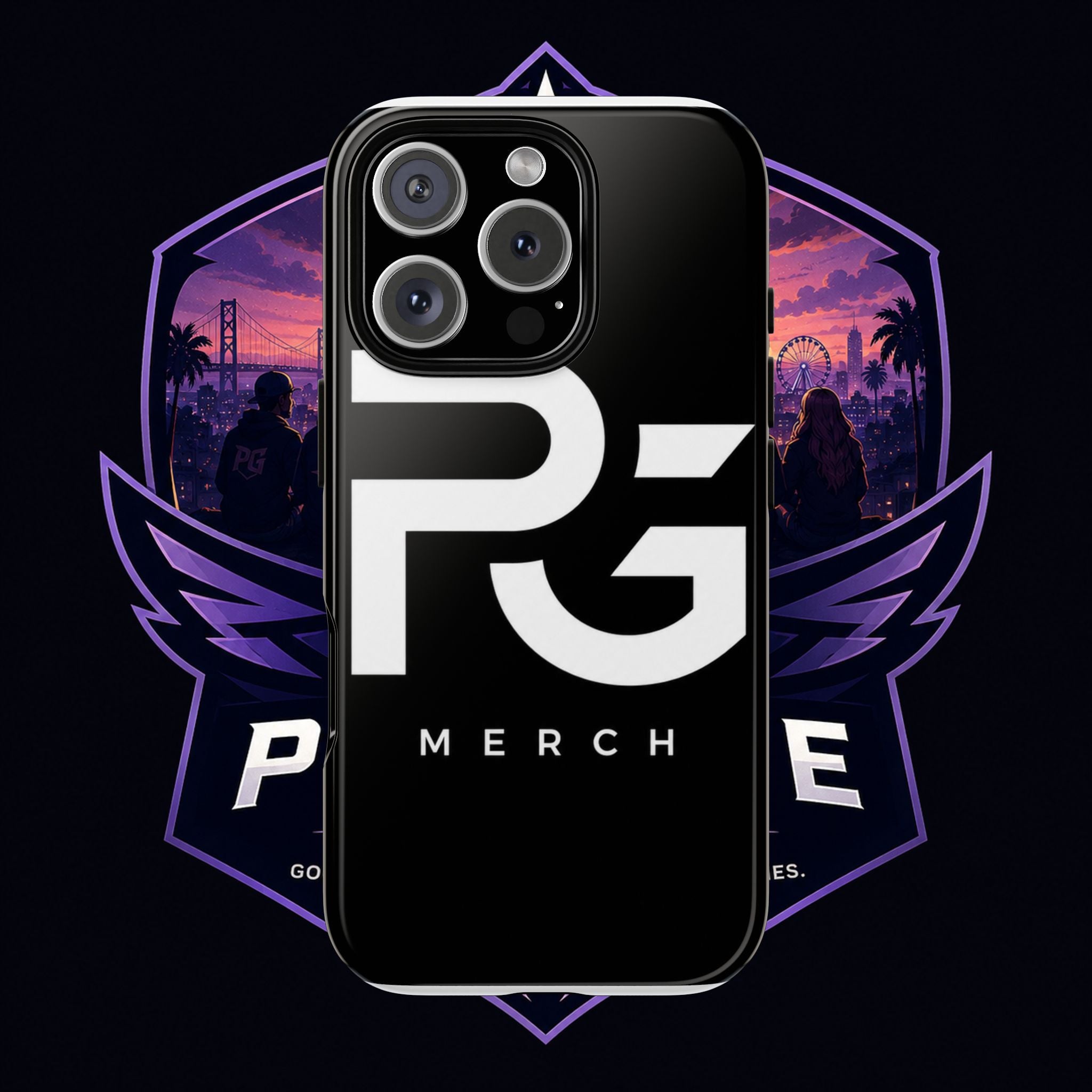 PG CUSTOMIZED RG Merch Tough Phone Case – Black Protective Phone Cover with Bold Logo