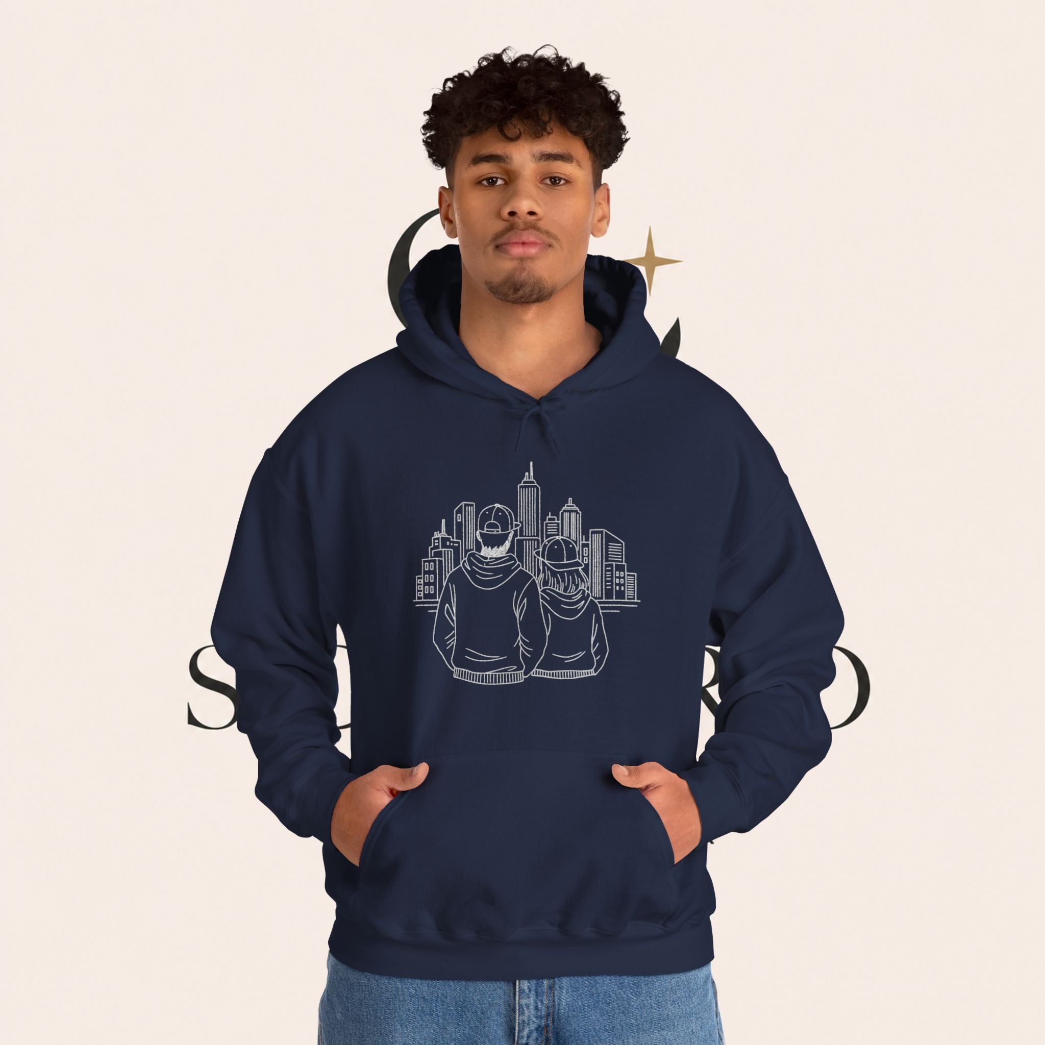 City Couples Hoodie — Matching Skyline Couple Sweatshirt