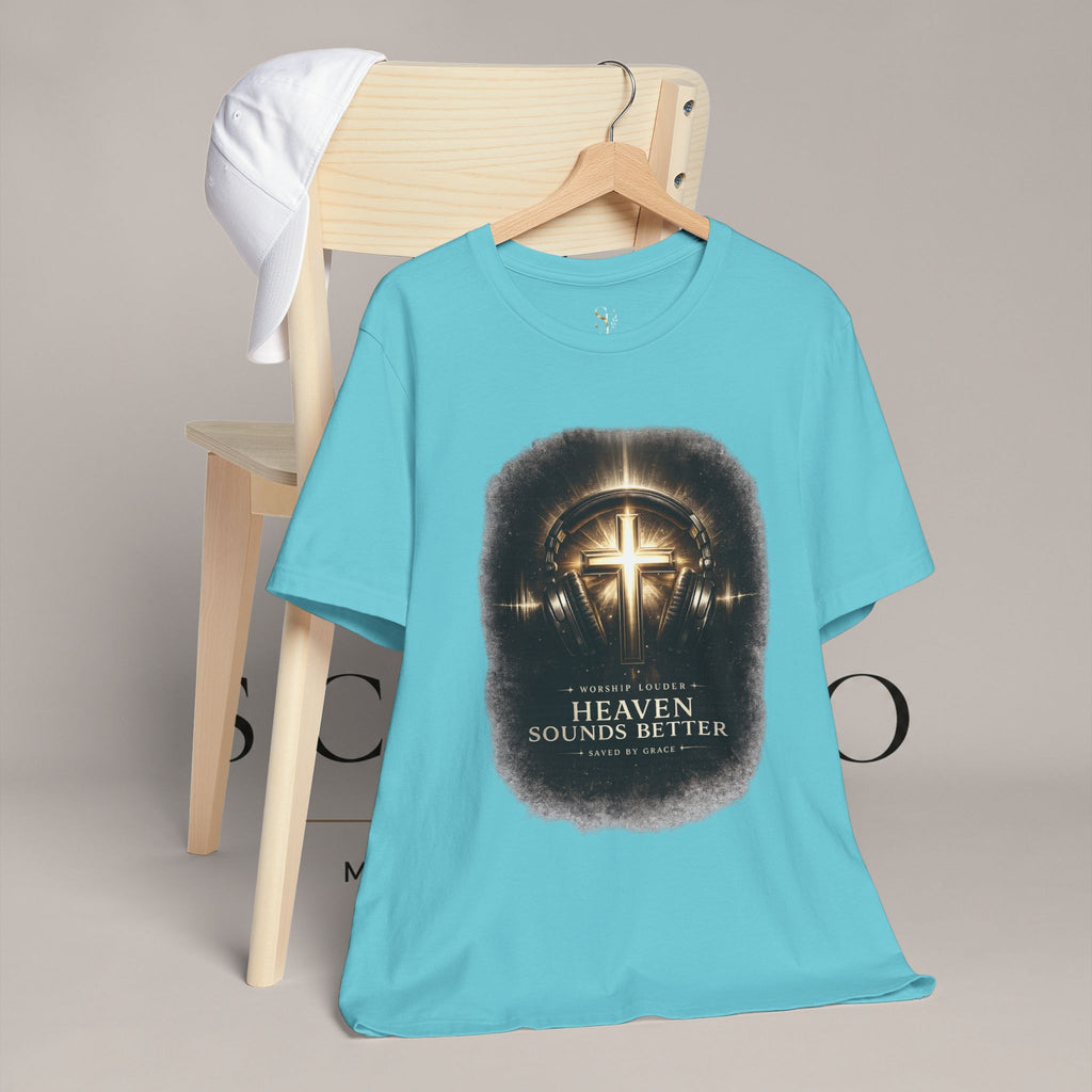 Youth Christian T‑Shirt - "Heaven Sounds Better" Cross Headphones Graphic Tee