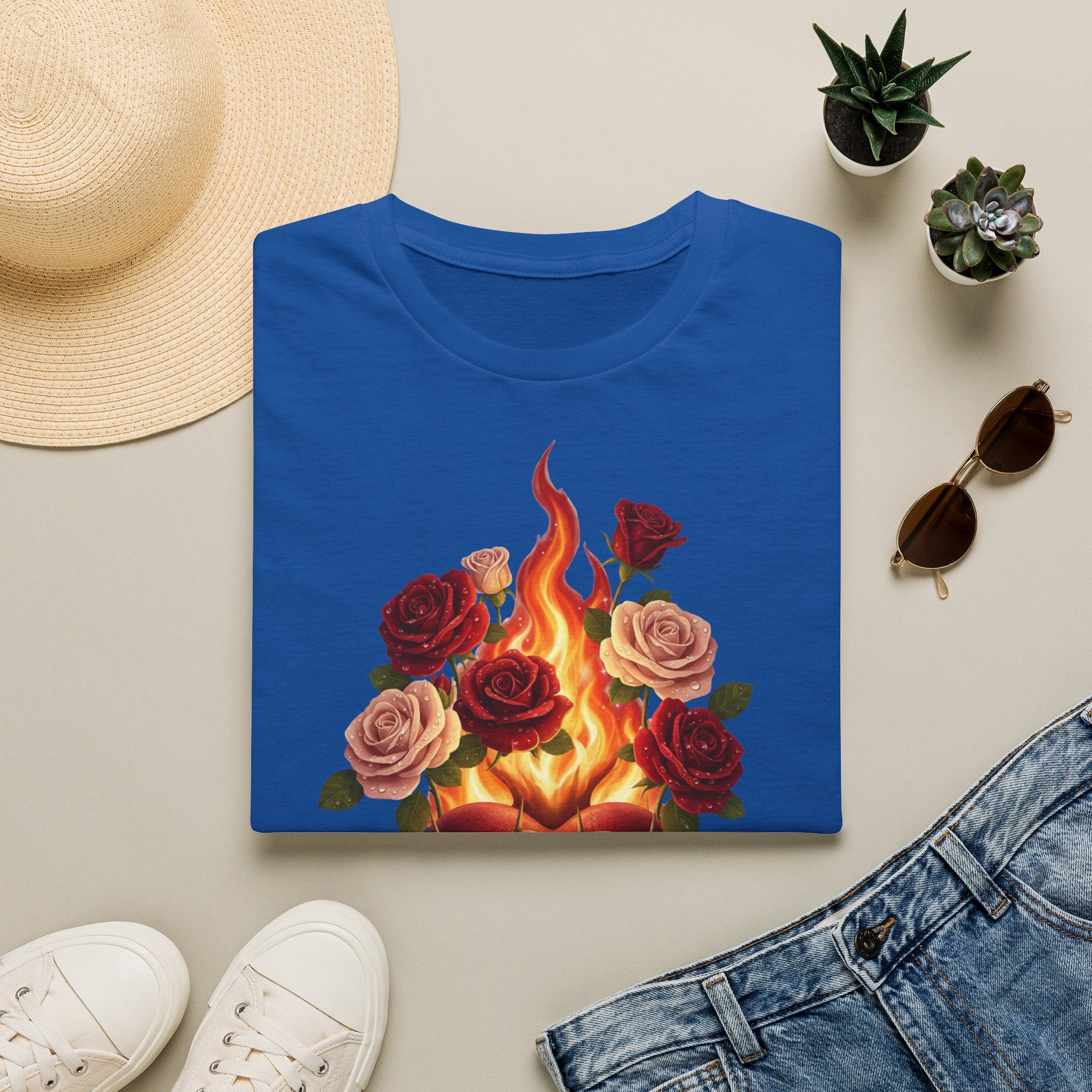 Flaming Heart & Roses T-Shirt