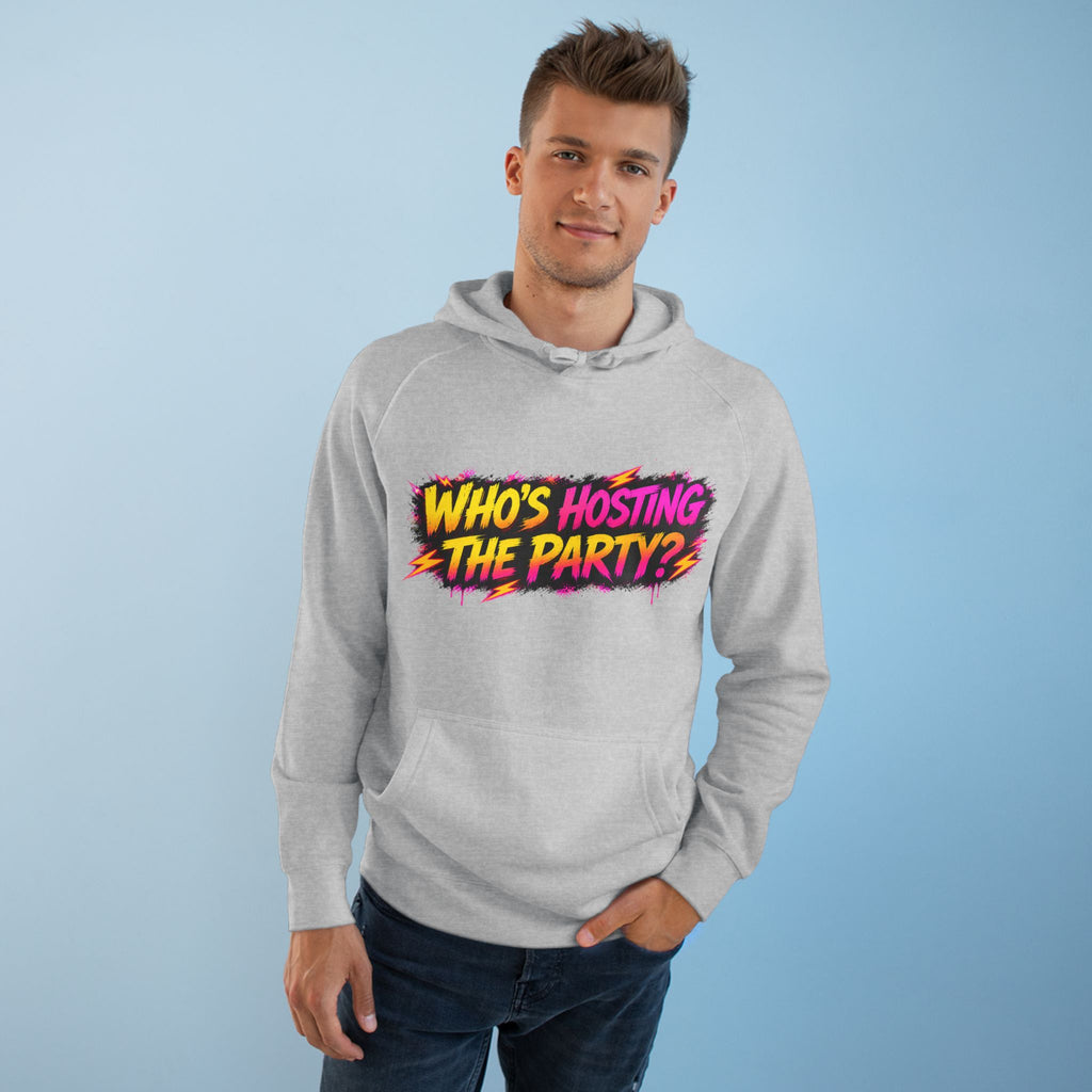 PG SUZY Party Graphic Hoodie — "Who's Hosting the Party?" Retro Concert Pullover