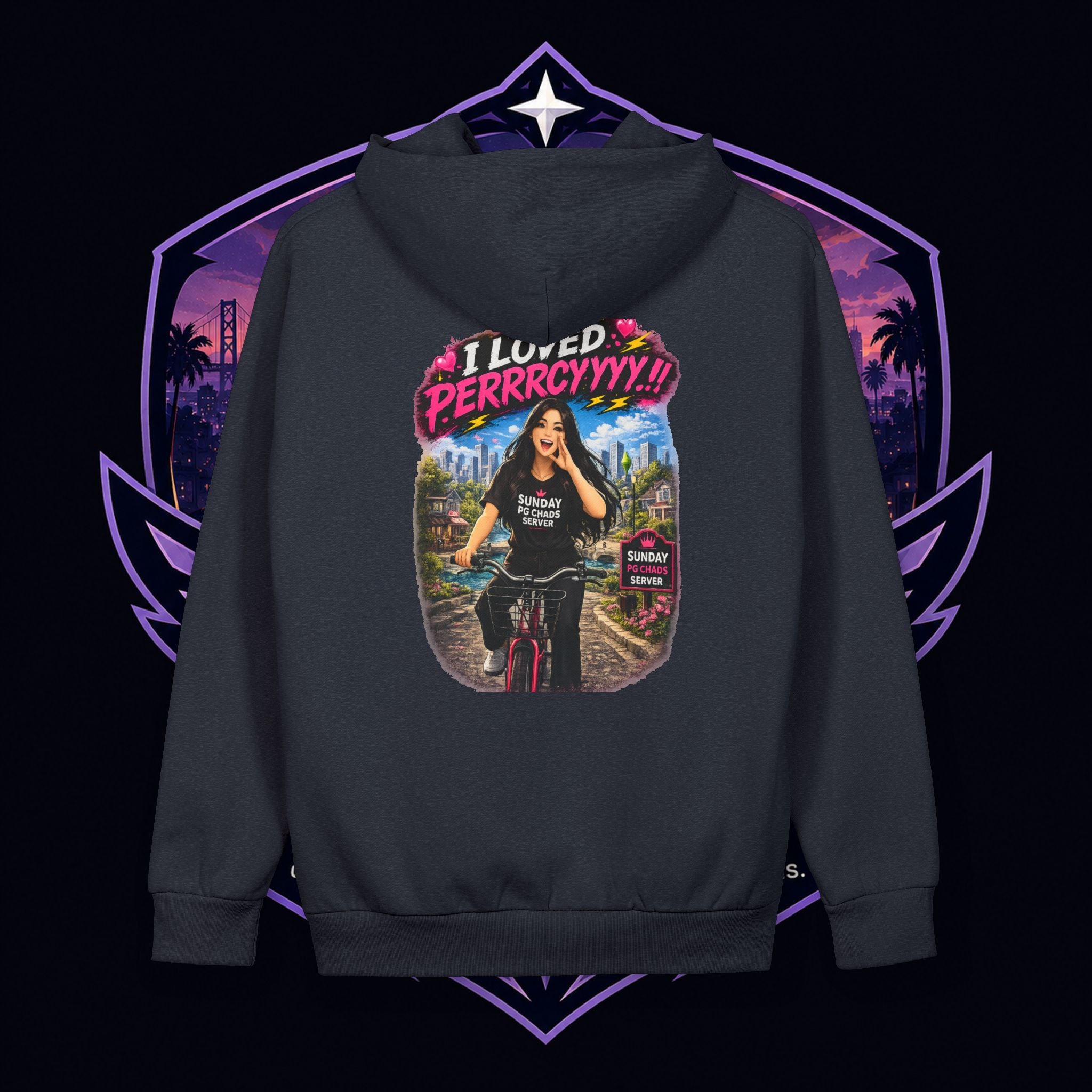 PG SUZY In-Game Famous, Offline Taken Hoodie — Gamer Streetwear Pullover Featuring “I Love Perrrcyyy!!”
