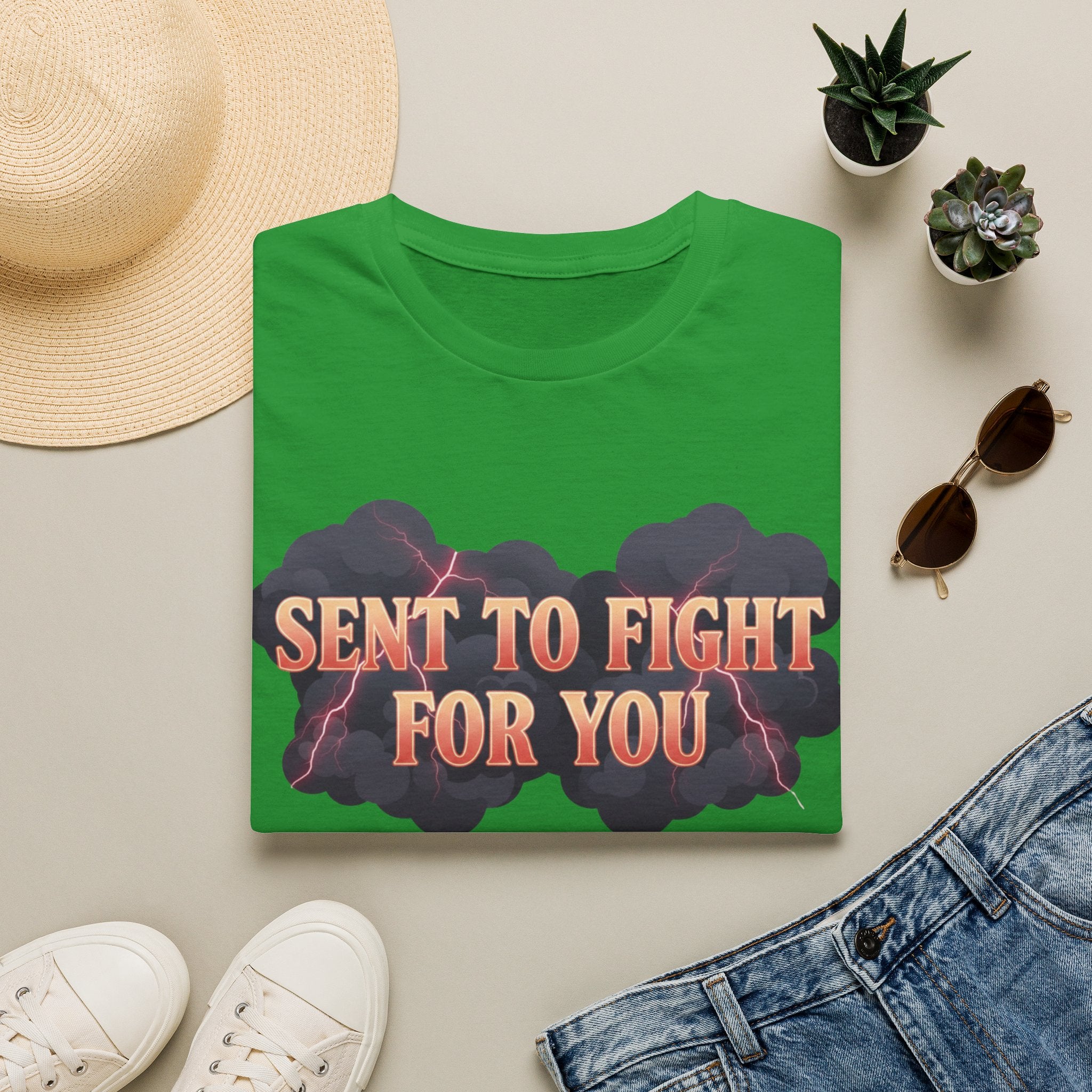 Sent to Fight for You T-Shirt — Bold Cloud Graphic Faith Tee