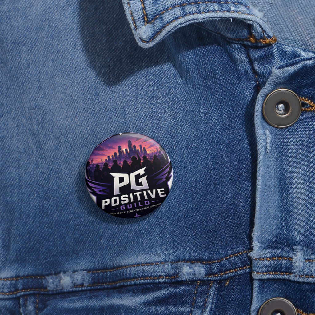 Positive Guild Logo Pin Button — PG Enamel Style Round Badge