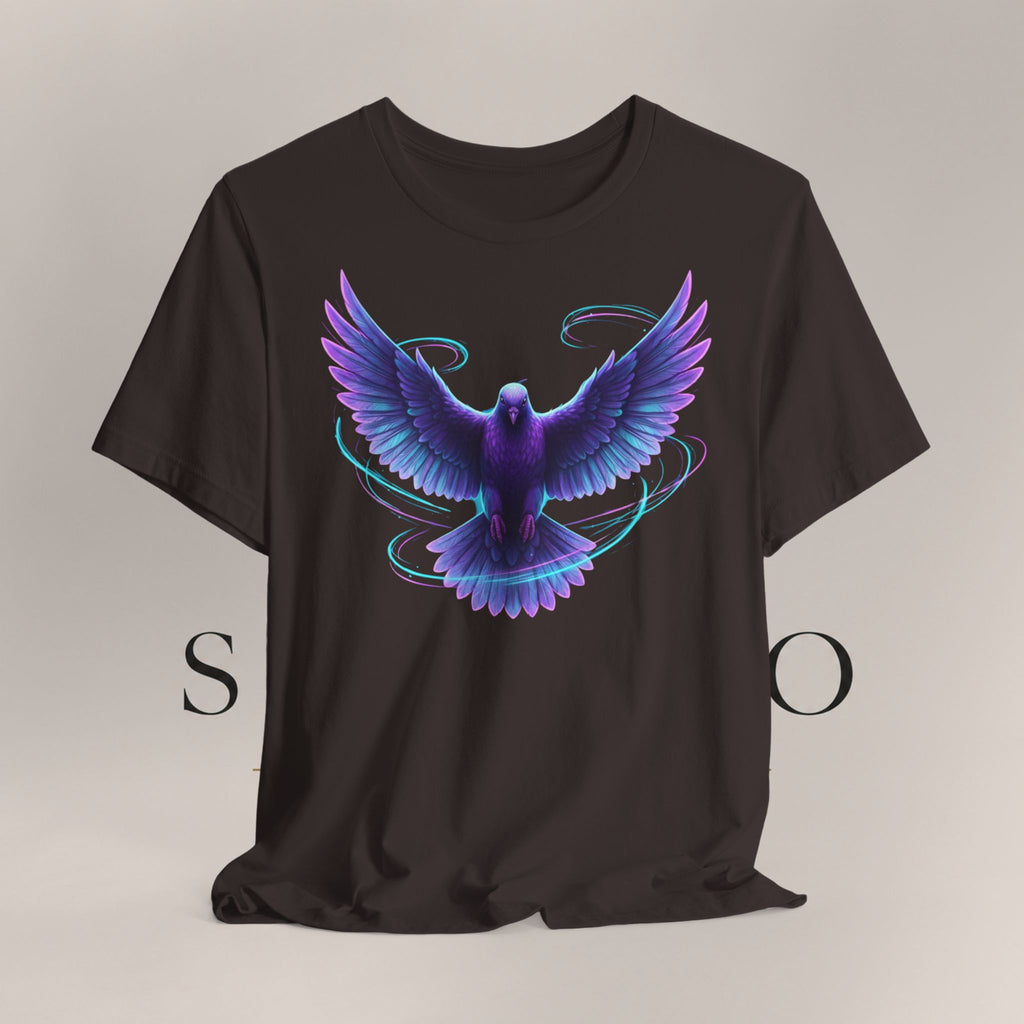 Mystic Raven Tee — Purple Glowing Dove Graphic T-Shirt