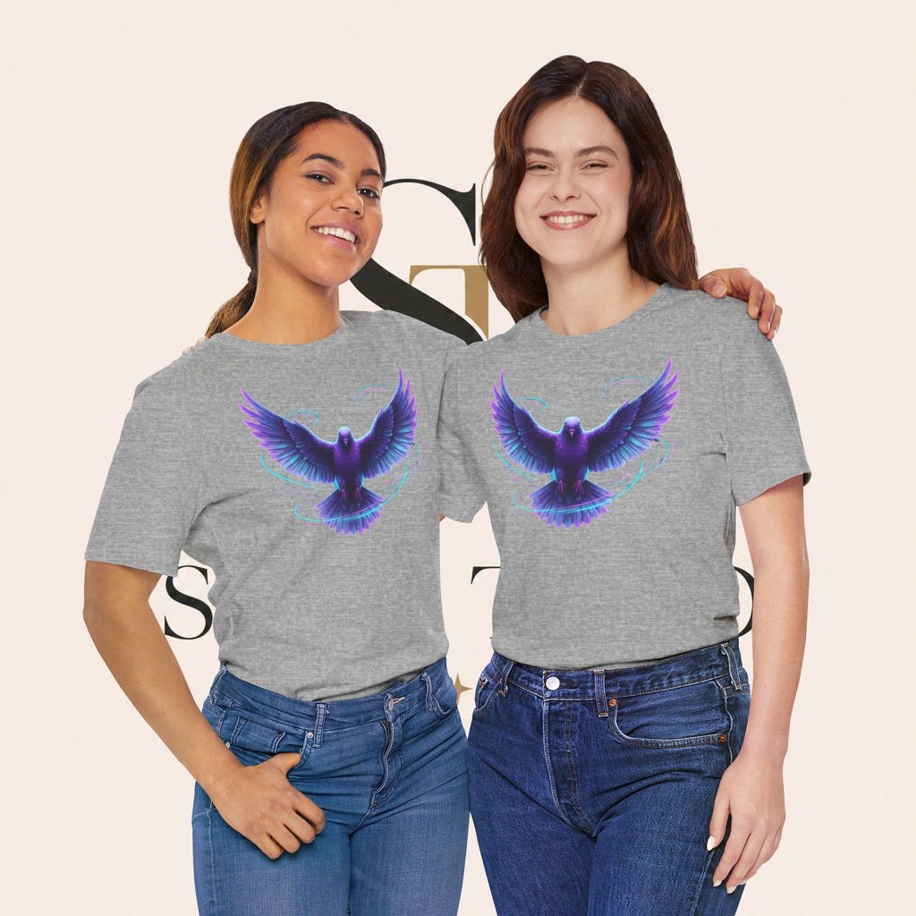 Mystic Raven Tee — Purple Glowing Dove Graphic T-Shirt