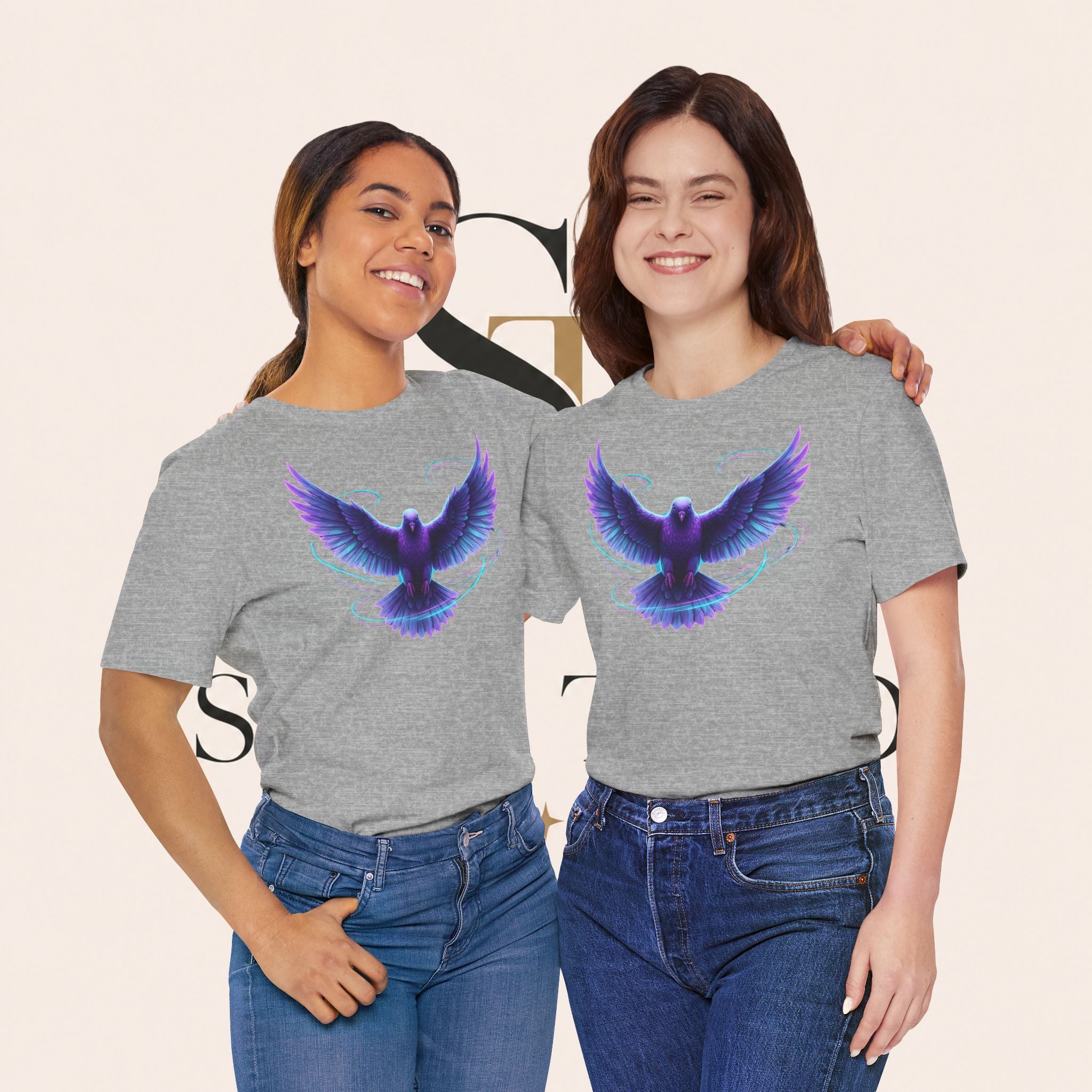 Mystic Raven Tee — Purple Glowing Dove Graphic T-Shirt