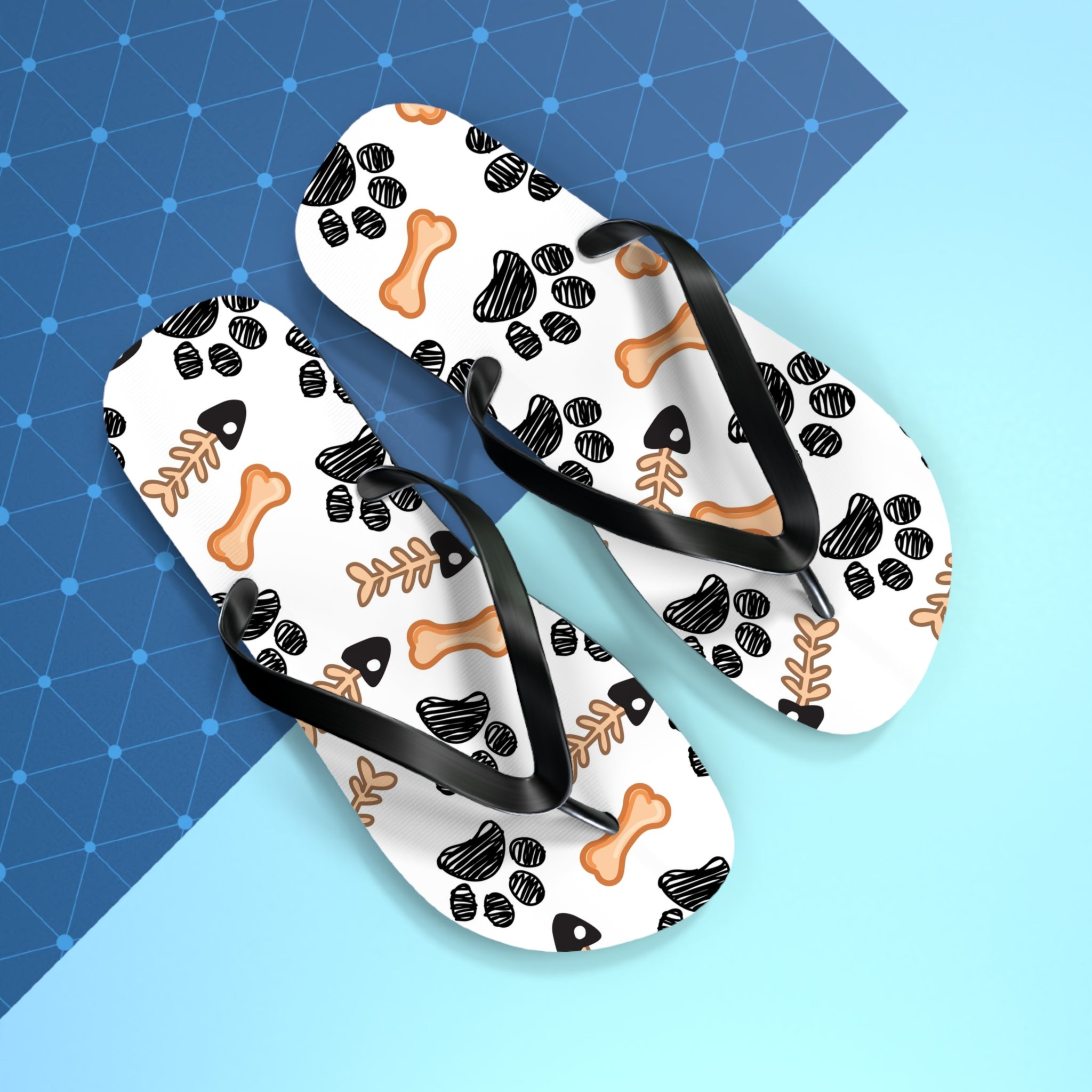 Dog Paw & Bone Flip Flops — Cute Pet Pattern Beach Sandals