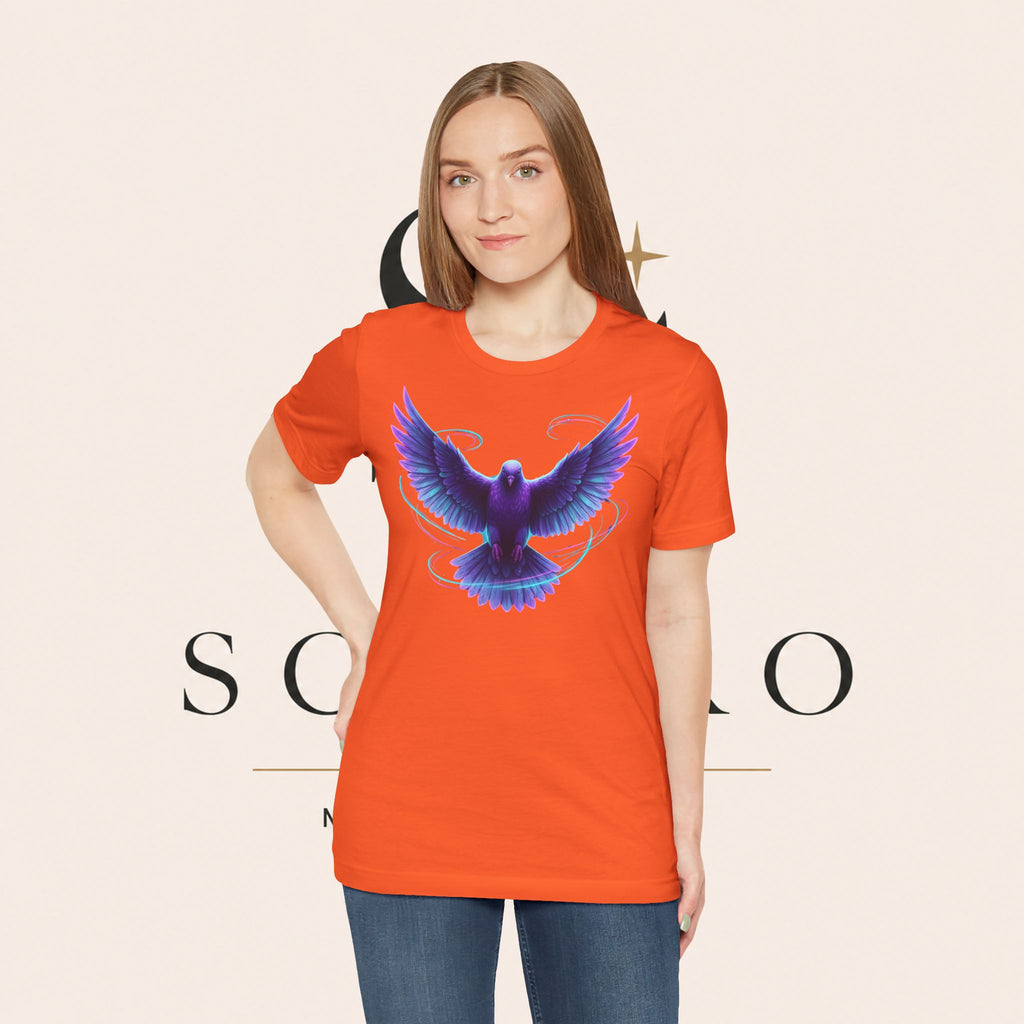 Mystic Raven Tee — Purple Glowing Dove Graphic T-Shirt