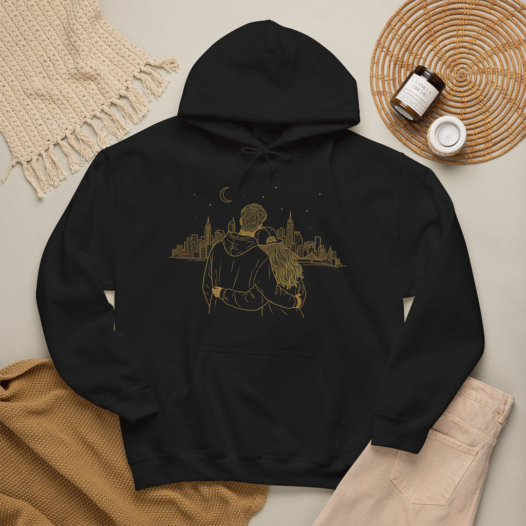 Couple Silhouette Hoodie – Romantic Cityscape 'Together' Pullover