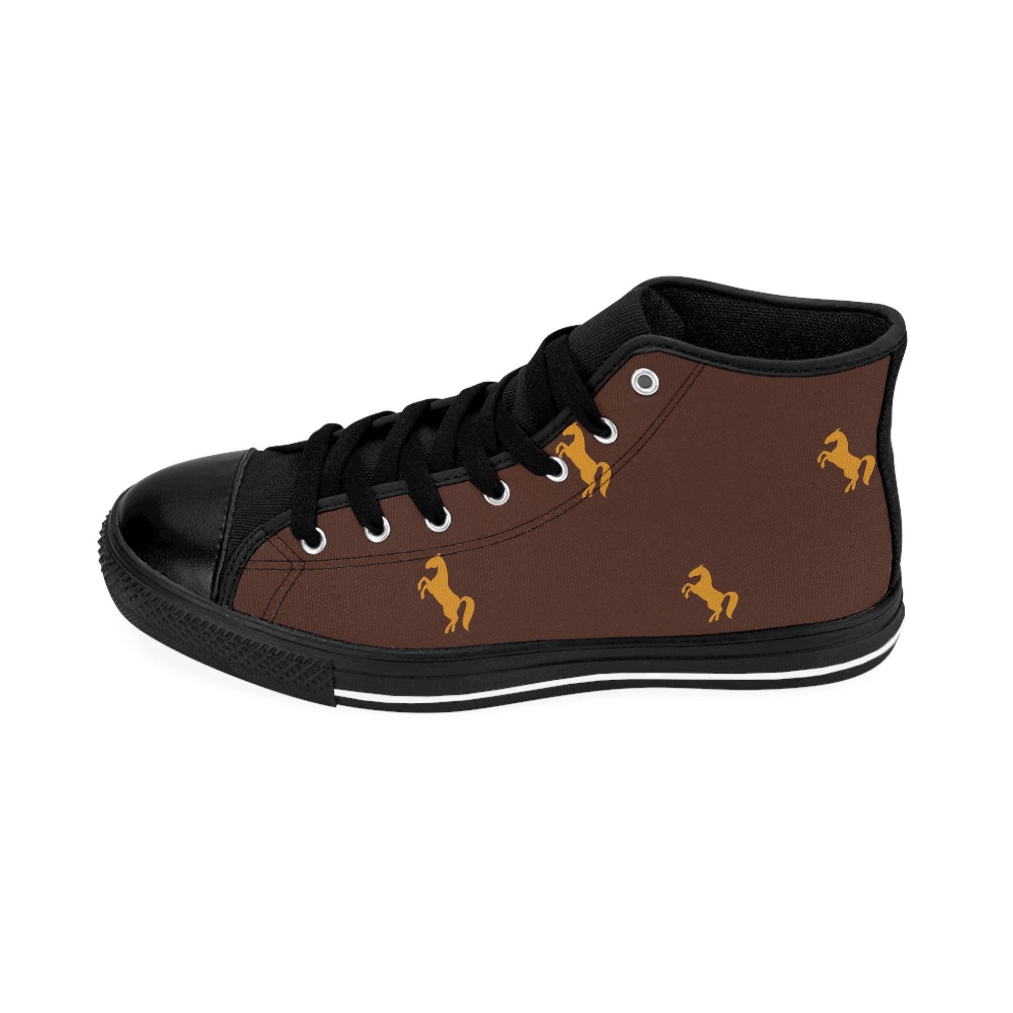 High-Top Sneakers — Brown Horse Pattern Men’s Classic Sneakers