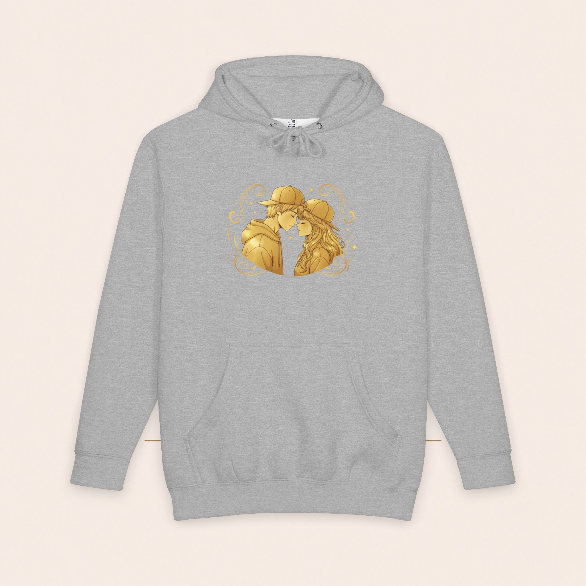 Romantic Golden Kiss Hoodie — Couples Illustration Pullover