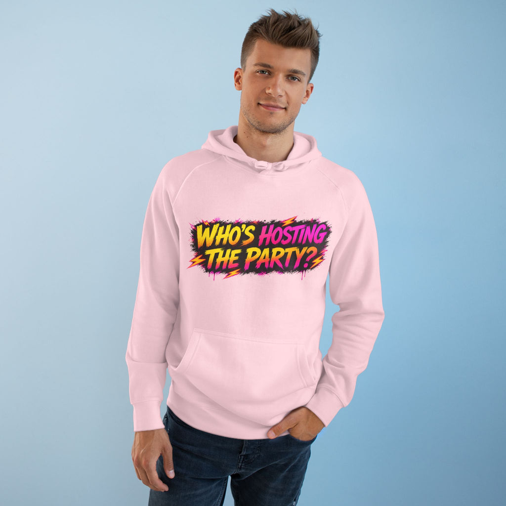 PG SUZY Party Graphic Hoodie — "Who's Hosting the Party?" Retro Concert Pullover
